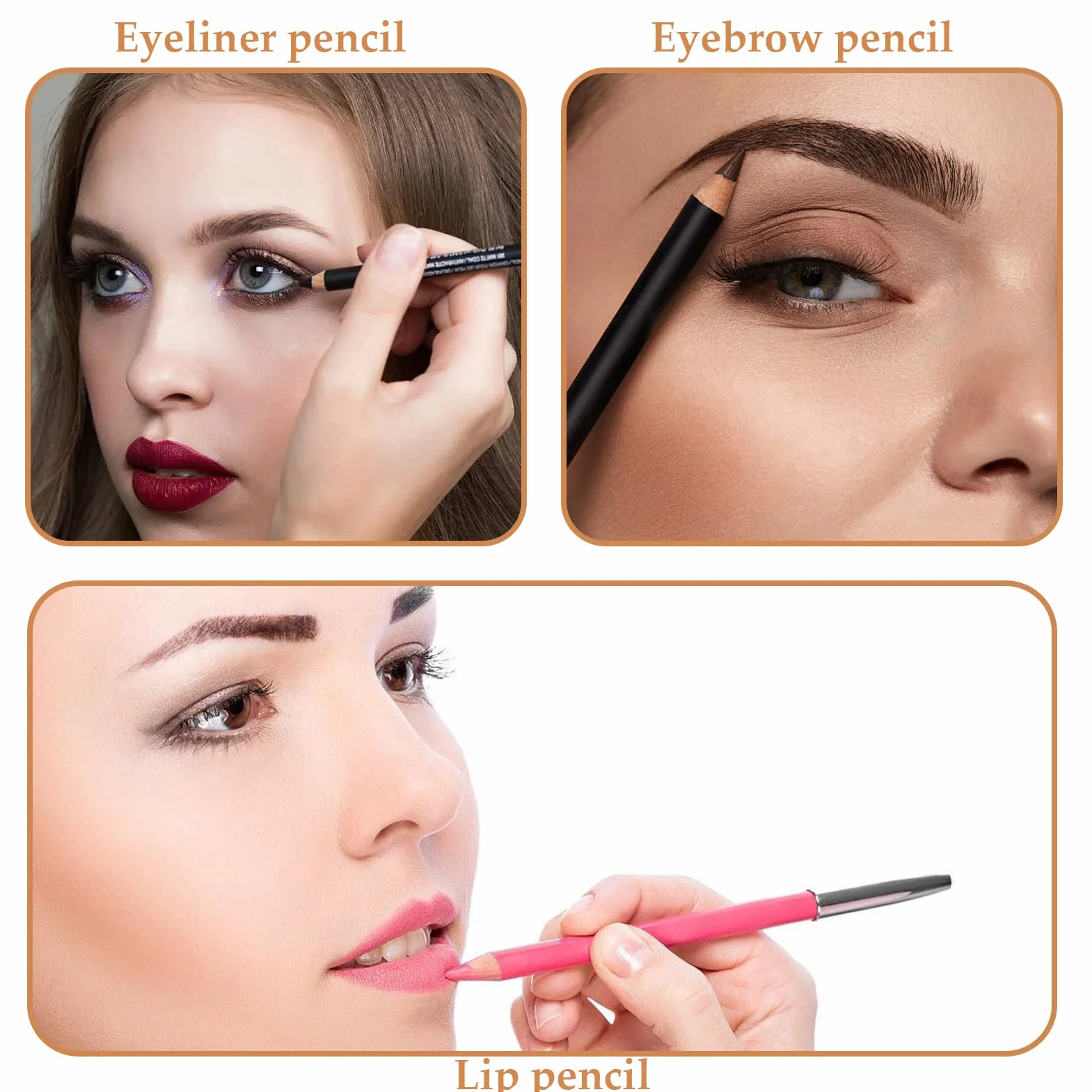 Pack de Deux Crayon Maquillage Yeux Double Trou Taille-Crayon Cosmetique pour Crayons Jumbo Standard