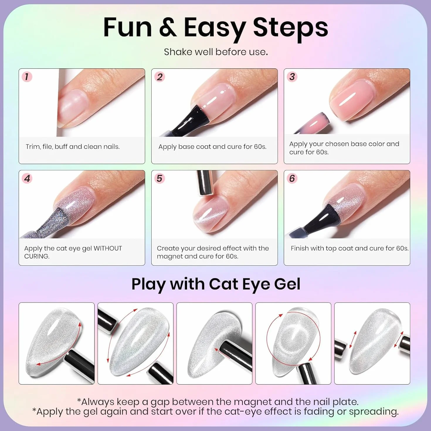 Vishine Vernis Gel Effet Œil de Chat 16ml Magnétique Holographique Pailleté UV Réfléchissant Translucide Nail Art