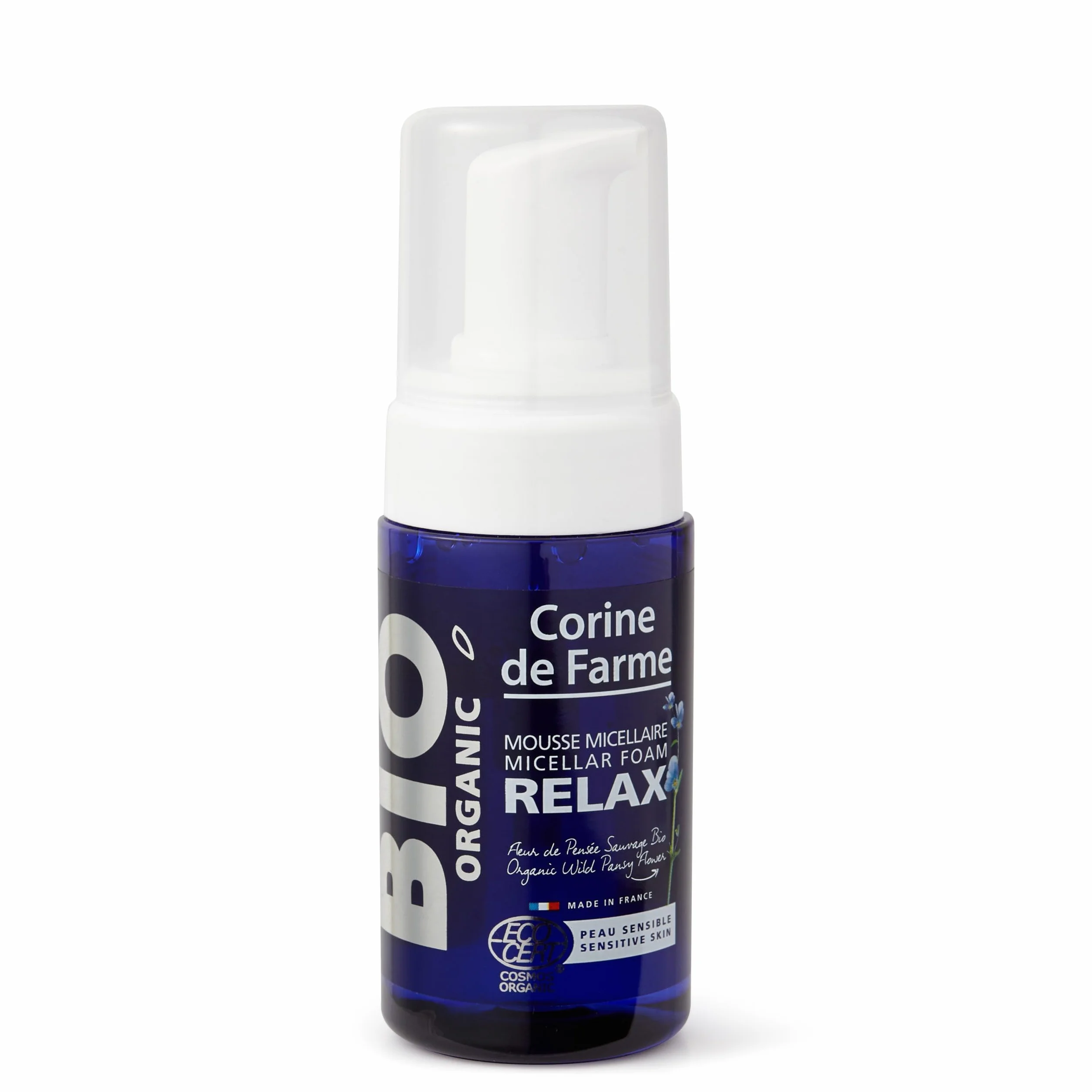 Corine de Farme Mousse Micellaire Relax Bio 100ml, Soin Visage Peaux Sensibles, Certifié ECOCERT COSMOS Organic
