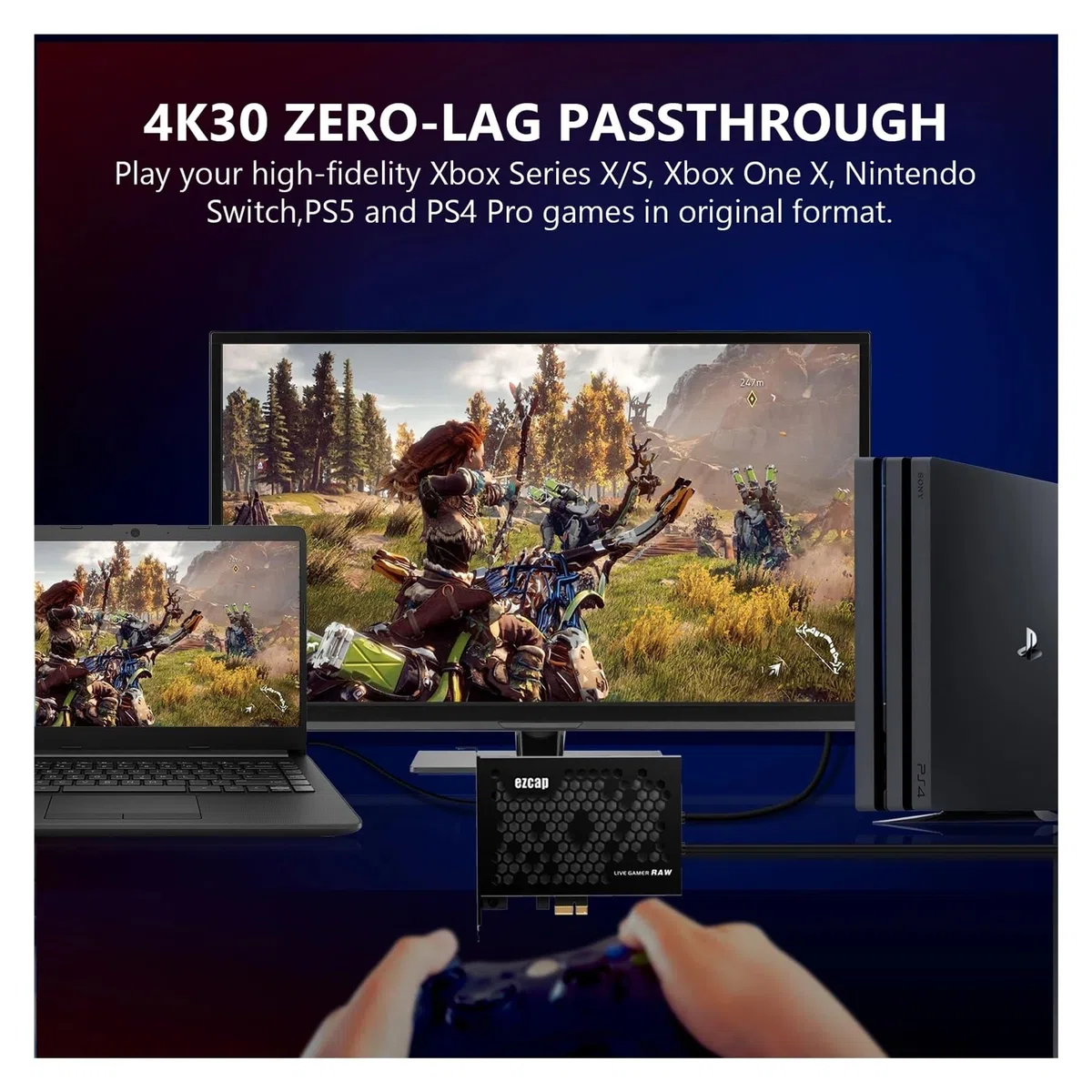 Carte de Capture vidéo PCIe 4K30P/1080P120 Enregistrement Jeu et Diffusion en Direct pour Le Streaming de Jeux et l'enregistrement Multi-Sources