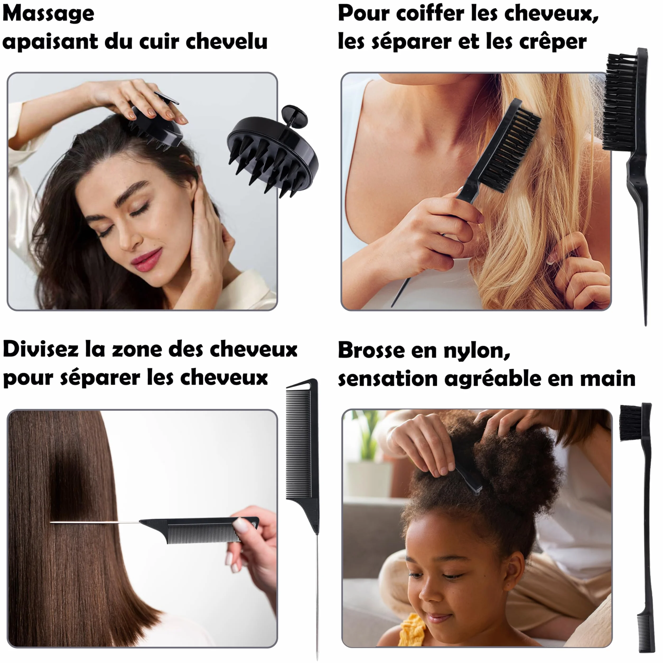 Kit Complet Cheveux Bouclés Frisés Crépus Ondulés Brosse Définition Spray 200ml Bonnet Satin Serviette Microfibre Accessoires Brosse Massante Cuir Chevelu Routine Anti-frisottis
