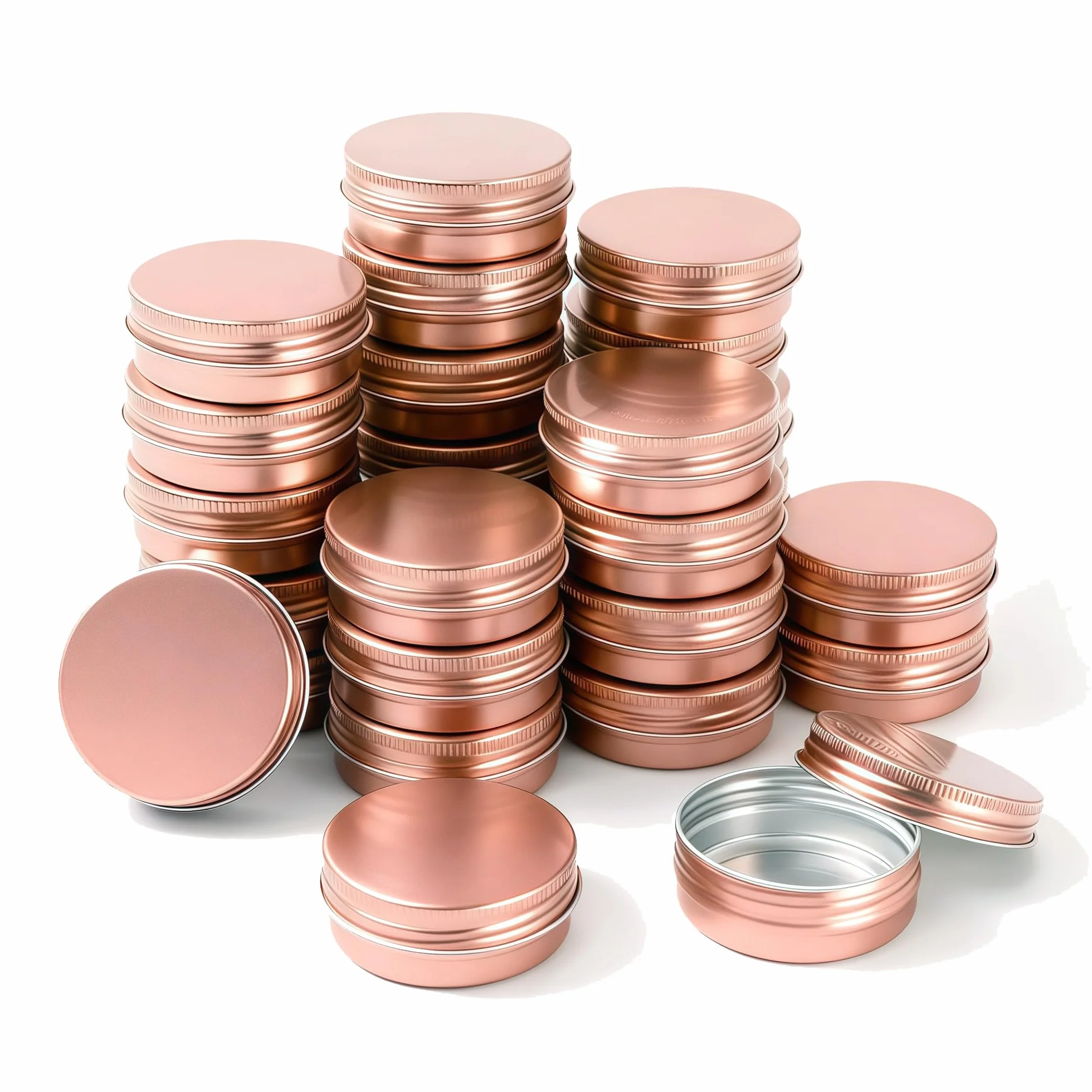 Boîte Aluminium Ronde Rose Gold 30ml Pot Bougie Vide avec Couvercle à Vis Contenant Cosmétique Étanche