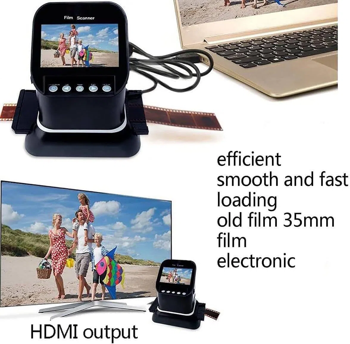 Scanner de Diapositives, USB/SD, écran LCD 4,3 Pouces, convertisseur de Film numérique 1080p, Prend en Charge Les Fonctions d'aperçu, de Lecture et d'édition d'images