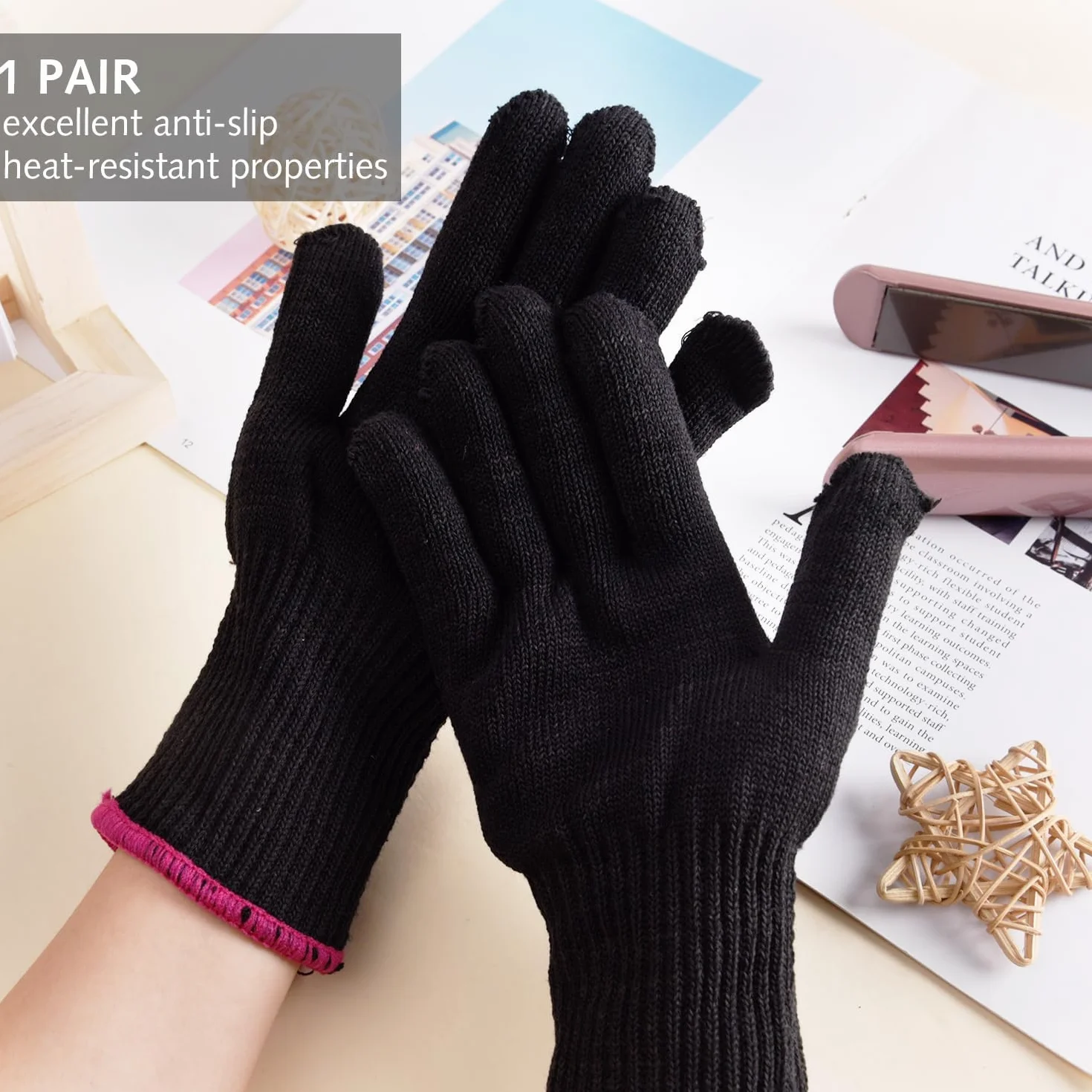 Luxiremi Lot de 2 gants professionnels résistants à la chaleur pour coiffer les cheveux