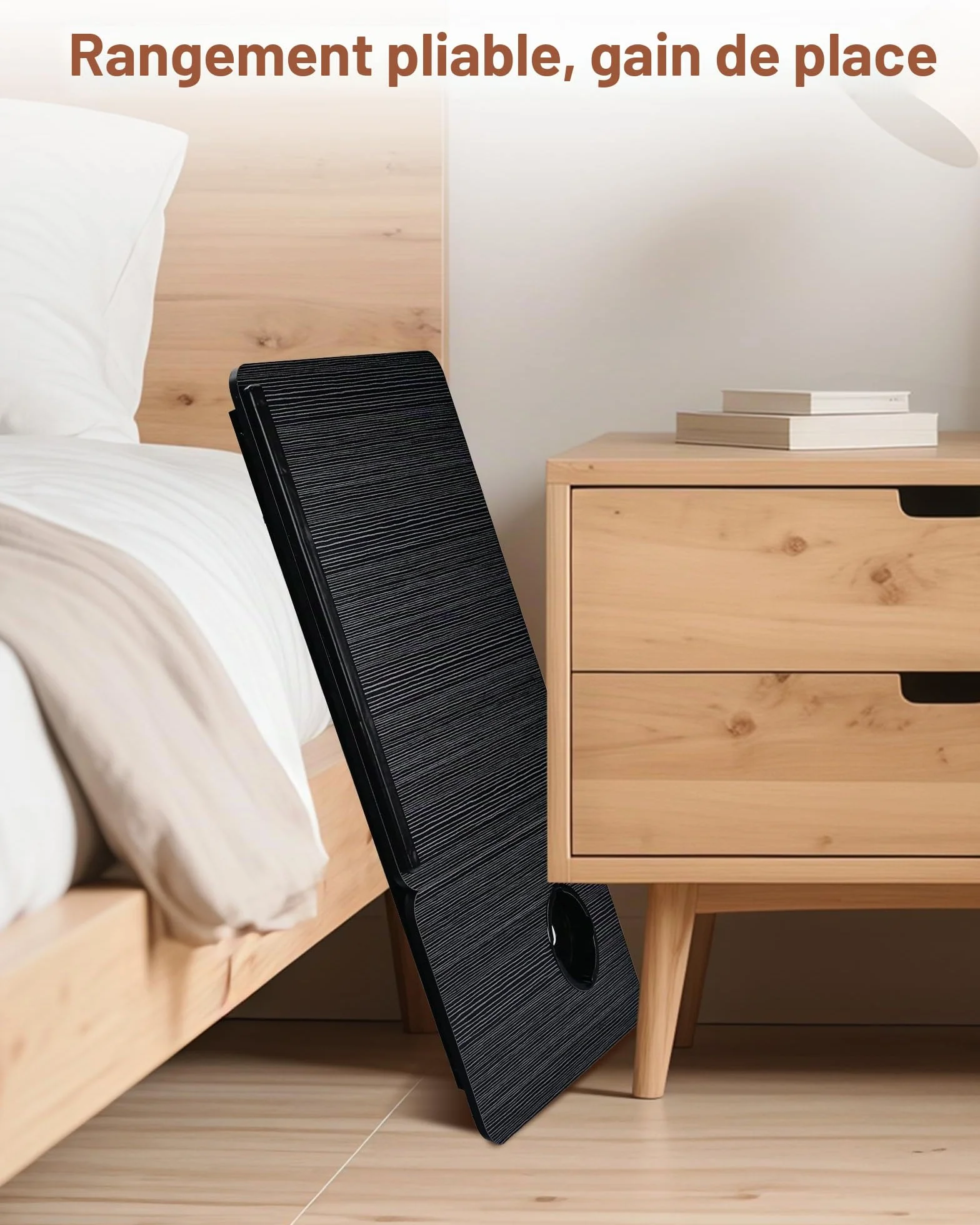 Plateau de Lit Pliable 55.5x32x25cm Table de Lit Support Ordinateur Portable 5 Positions 20kg Noir