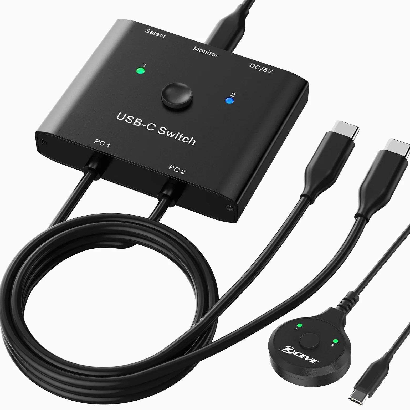 USB C Switch 2 Ordinateurs Portables 1 Moniteur 8K@60Hz, MLEEDA Type C KVM Switch pour 2 PC qui Partagent 1 Moniteur ou Station D'accueil, avec 1 Câbles USB3.2 Gen2 x 2 et un Contrôleur de Bureau