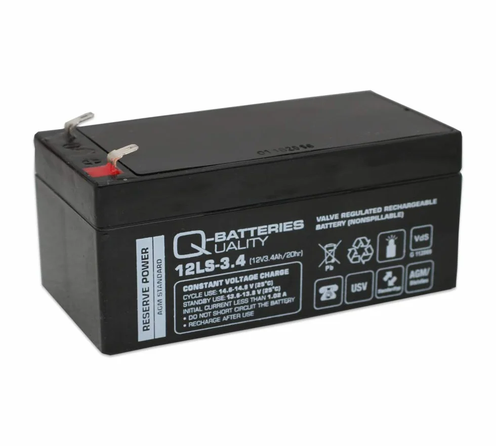 Q-Batteries 12LS-3.4 AGM Batterie 12 V 3,4 Ah sans Entretien