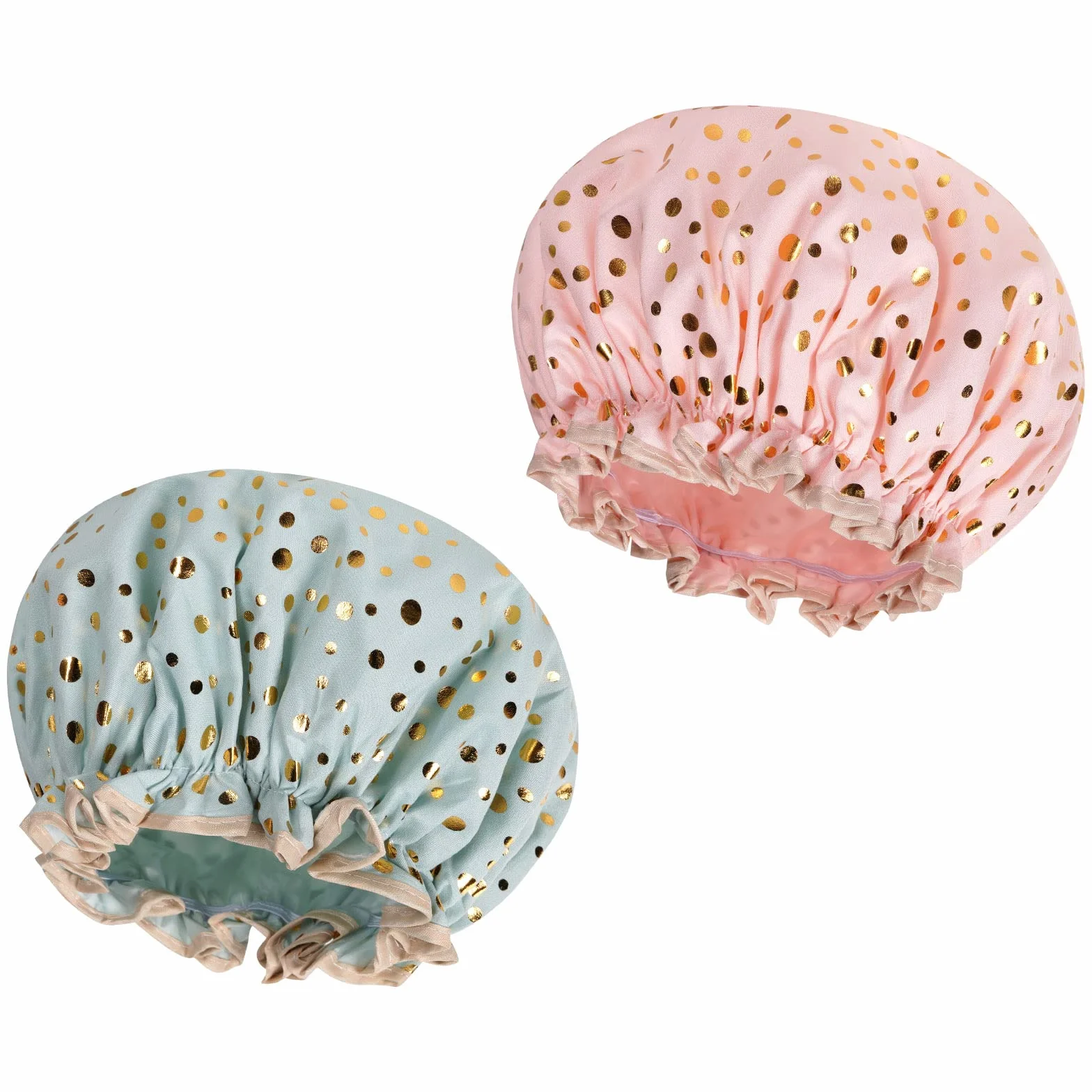 AOOWU Bonnet de Douche Étanche 2 Pièces Bonnets de Bain Réutilisables avec Bandes Élastiques