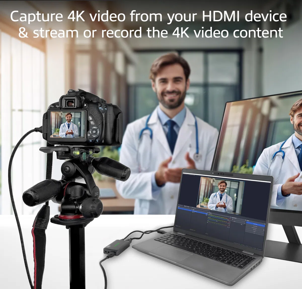 ACT Carte de Capture vidéo, 4K HDMI Loop-Out, HDMI Capture Card avec USB Type-C, Carte d'enregistrement vidéo Audio vidéo pour Streaming, Jeux PS5/Xbox/Switch/Twitch/YouTube/OBS - AC7600