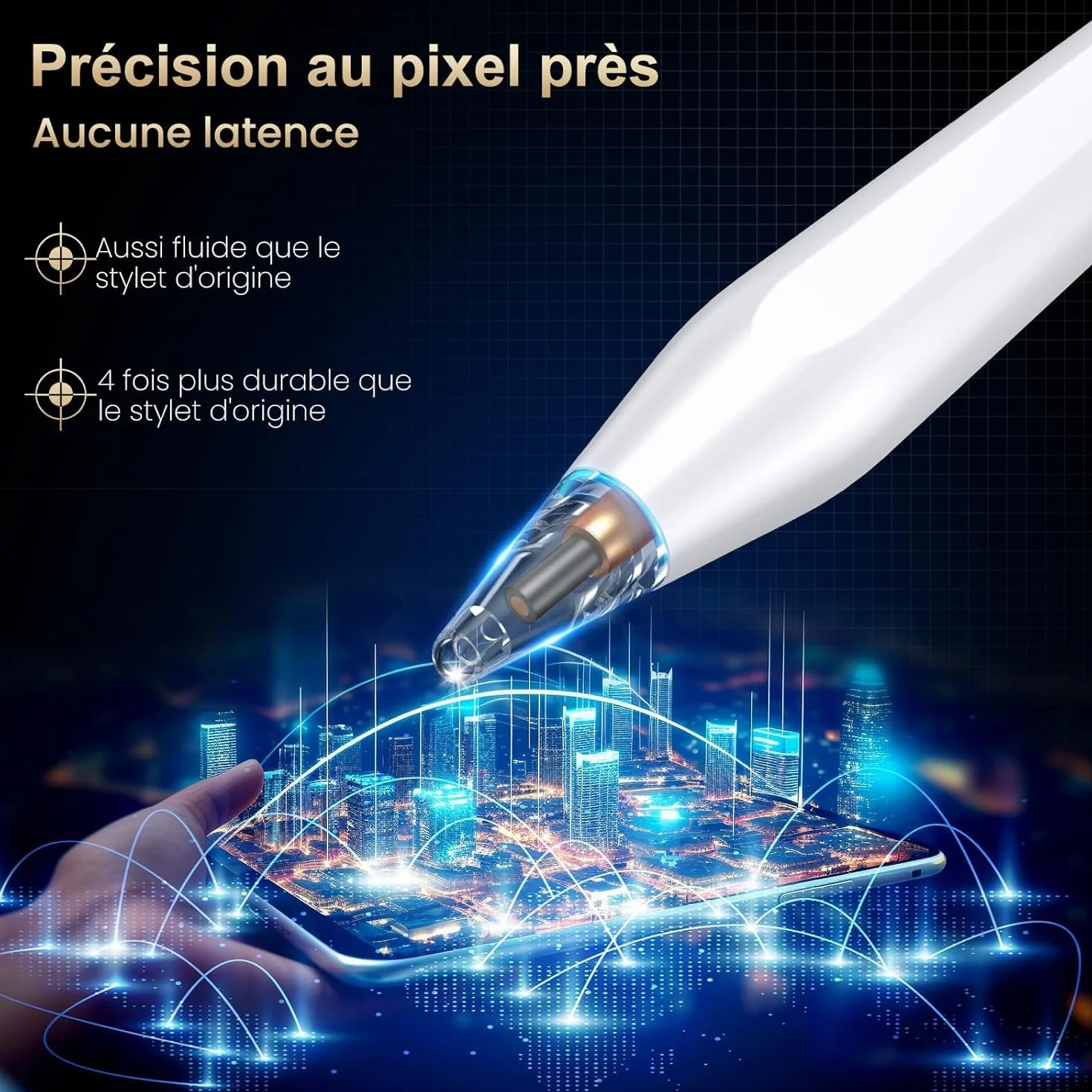 Stylet pour iPad 2018-2026 Recharge Rapide 15 Min Rejet de Paume Sensibilité à l'Inclinaison Compatible iPad Pro M4 M5 Air M2 M3 Mini