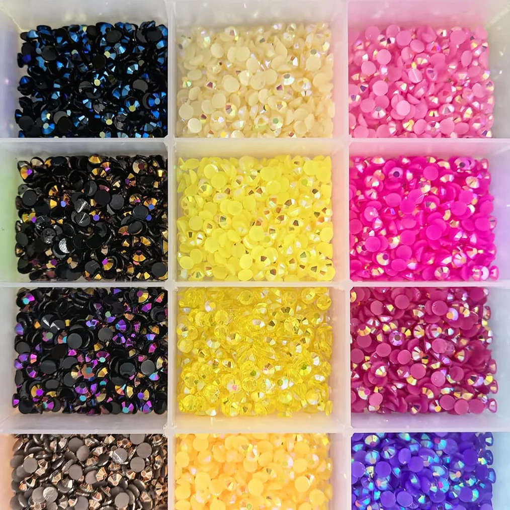 BetterJonny 42 Couleurs Strass Ongle Nail Art 3mm Cristal Diamants à Dos Plat