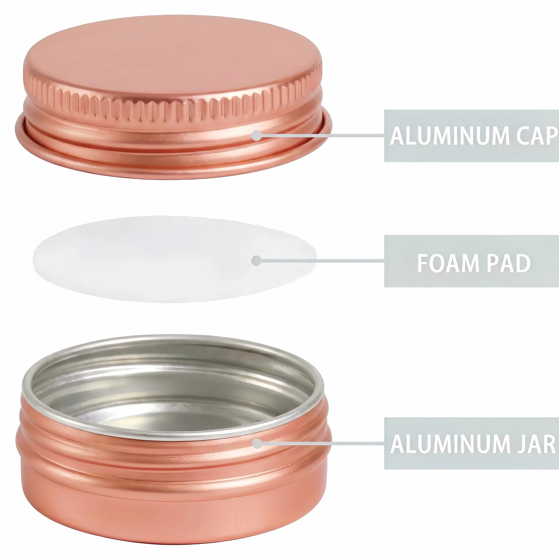 Boîte Aluminium Ronde Rose Gold 30ml Pot Bougie Vide avec Couvercle à Vis Contenant Cosmétique Étanche