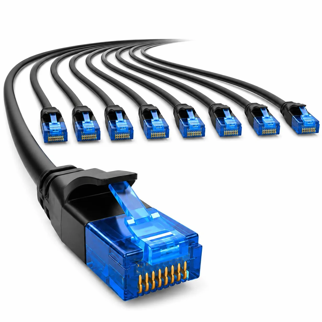 1aTTack.de 659923 Câble Cat6 Cat.6 Câble réseau Cat 5m - câble patch câble fin (petit diamètre - très flexible) 1000 Mbit/s - 10 pièces - noir
