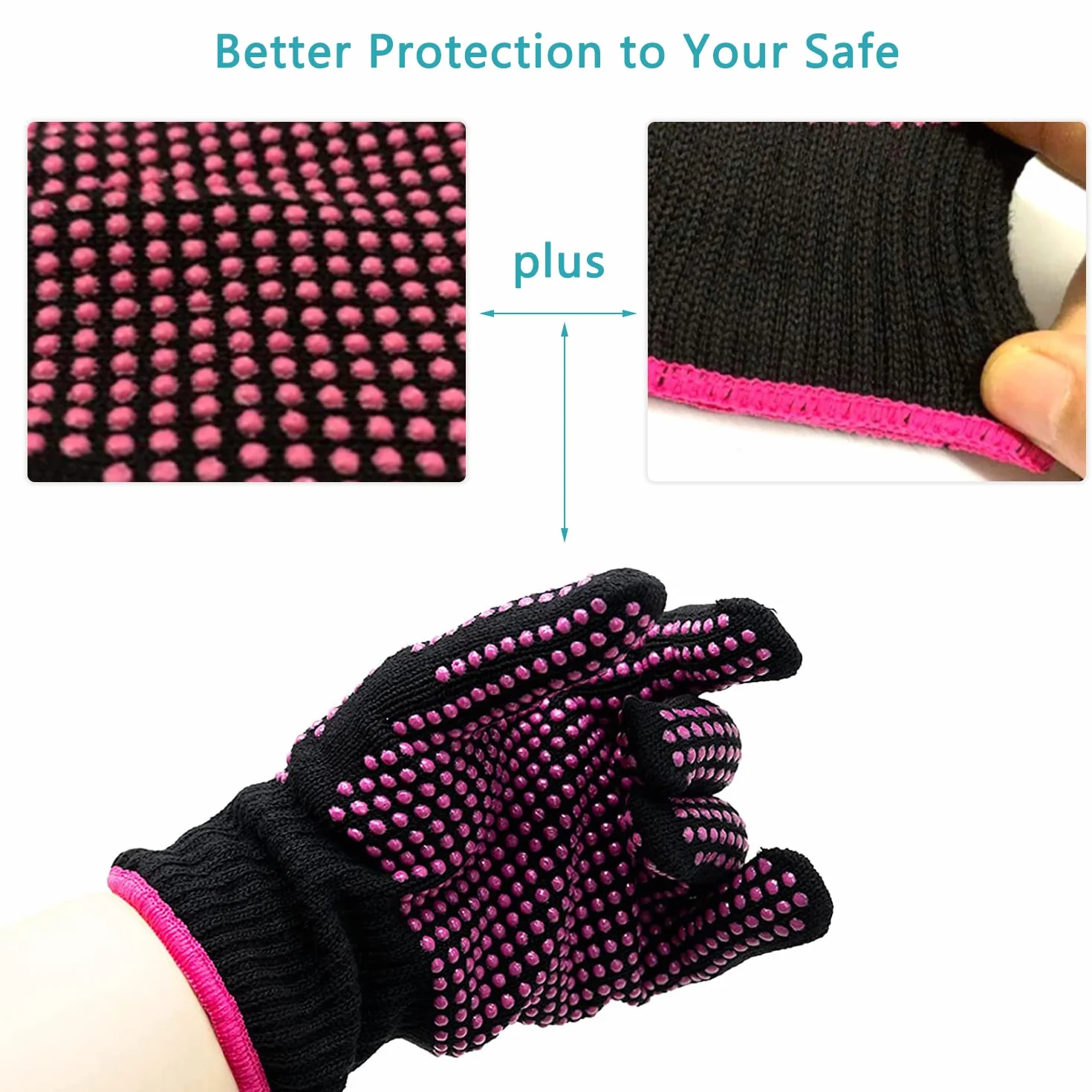 Gant de Protection Coiffure Résistantes à la Chaleur en Silicone Antiglisse 2 Pièces