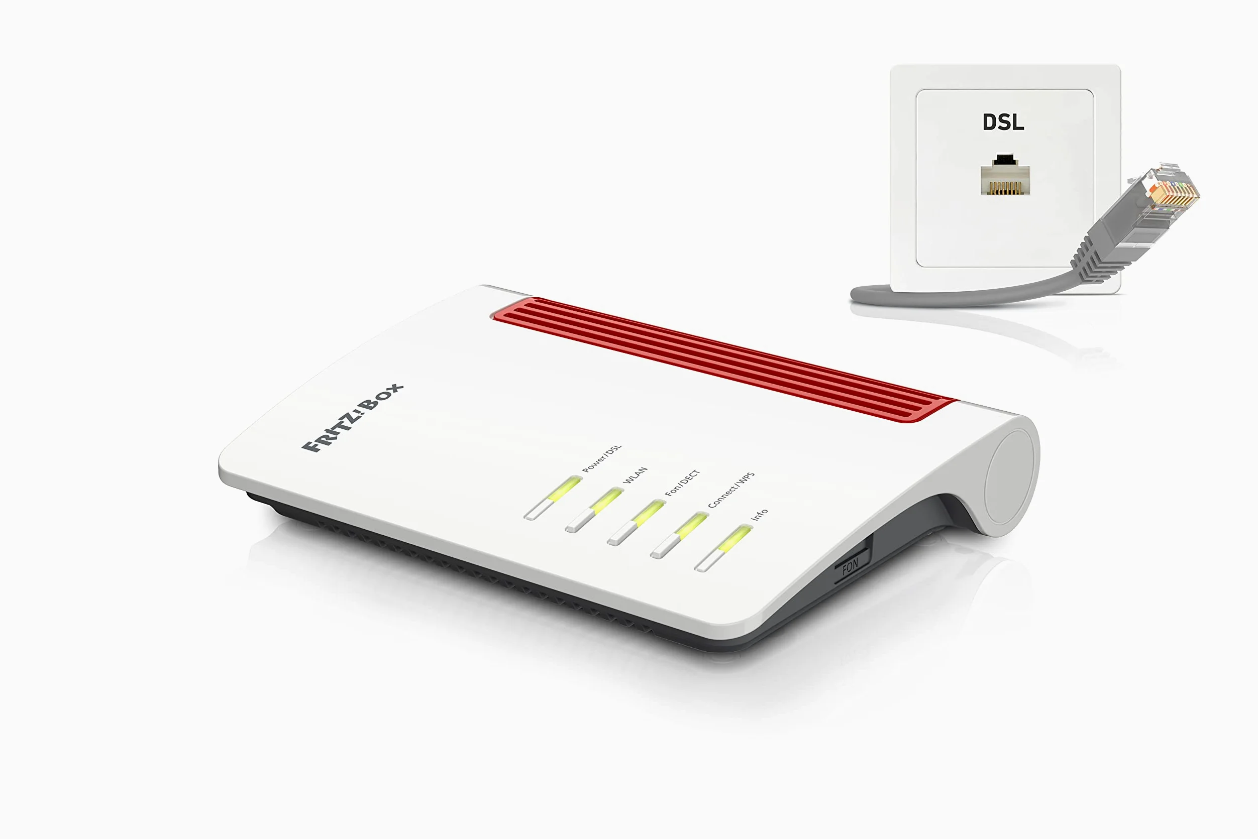 AVM FRITZBox 7530 AX Routeur Wi-Fi 6 (DSL/VDSL, 1 800 Mbit/s (5 GHz) et 600 Mbit/s (2,4 GHz), jusqu'à 300 Mbit/s avec supervectoring VDSL 35b, maille Wi-Fi, base DECT) (reconditionné)