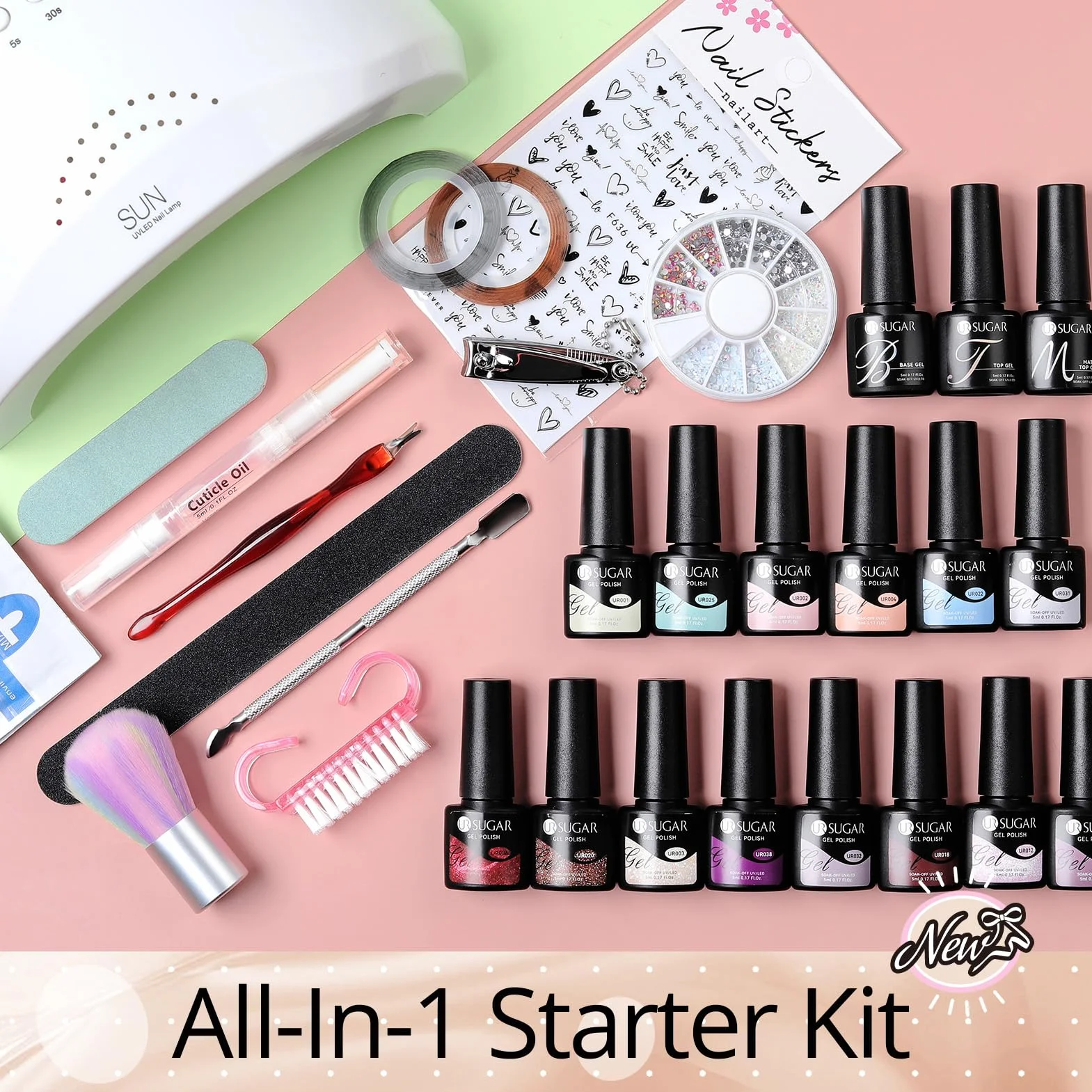 UR SUGAR Kit Vernis Semi Permanent 39 Couleurs avec Lampe UV LED 48W Base et Top Coat
