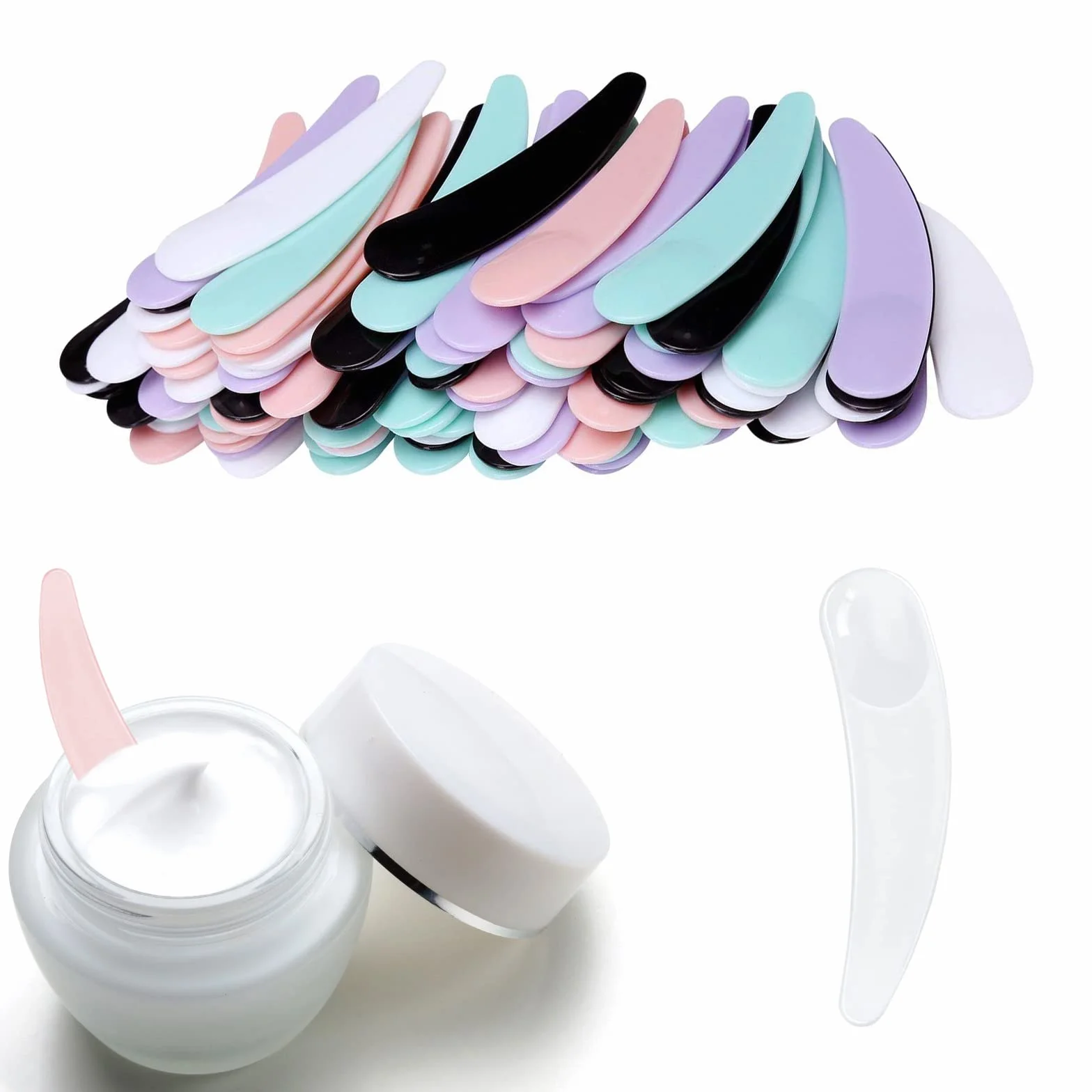 Spatules de maquillage crème 60pcs mini cuillère en plastique cosmétique pour visage masque