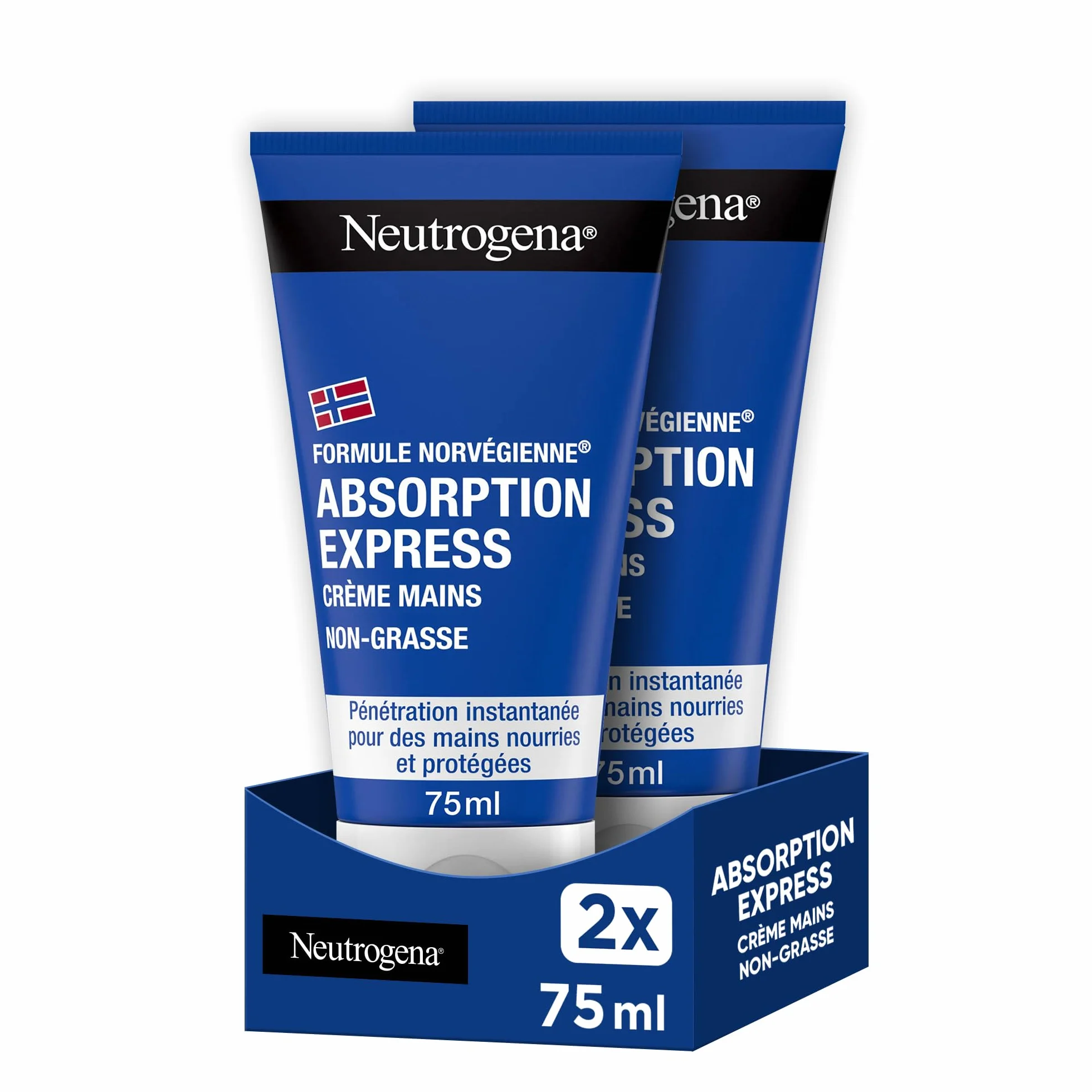 Neutrogena Crème Mains Absorption Express Formule Norvégienne lot de 2 tubes 75 ml Crème hydratante non grasse absorption rapide