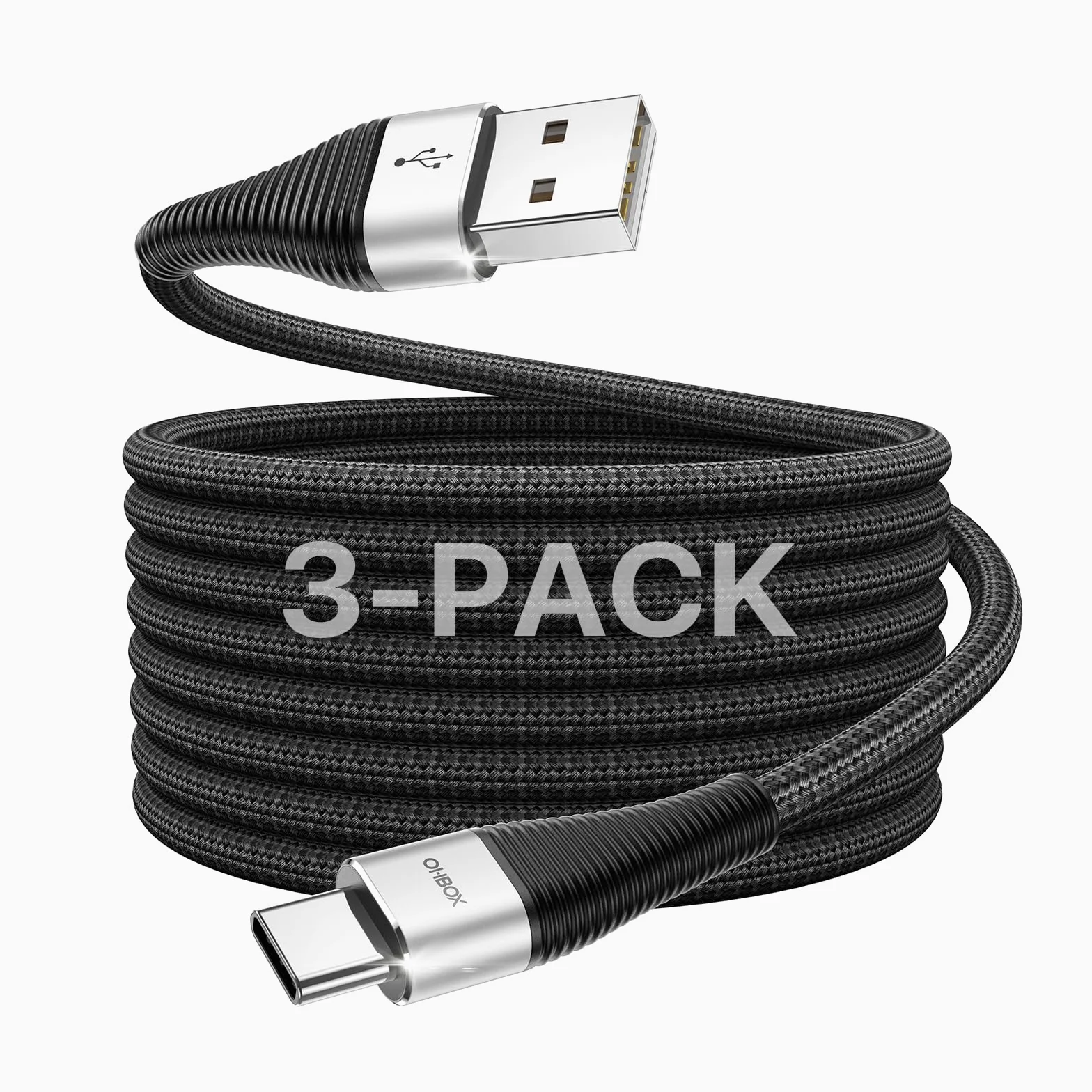 Lot de 3 câbles USB A vers USB C de 1,8 m, câble de charge rapide durable USB vers USB C, câble USB de type C en nylon tressé pour iPhone 17/16/15/Pro Max, Samsung Galaxy S26
