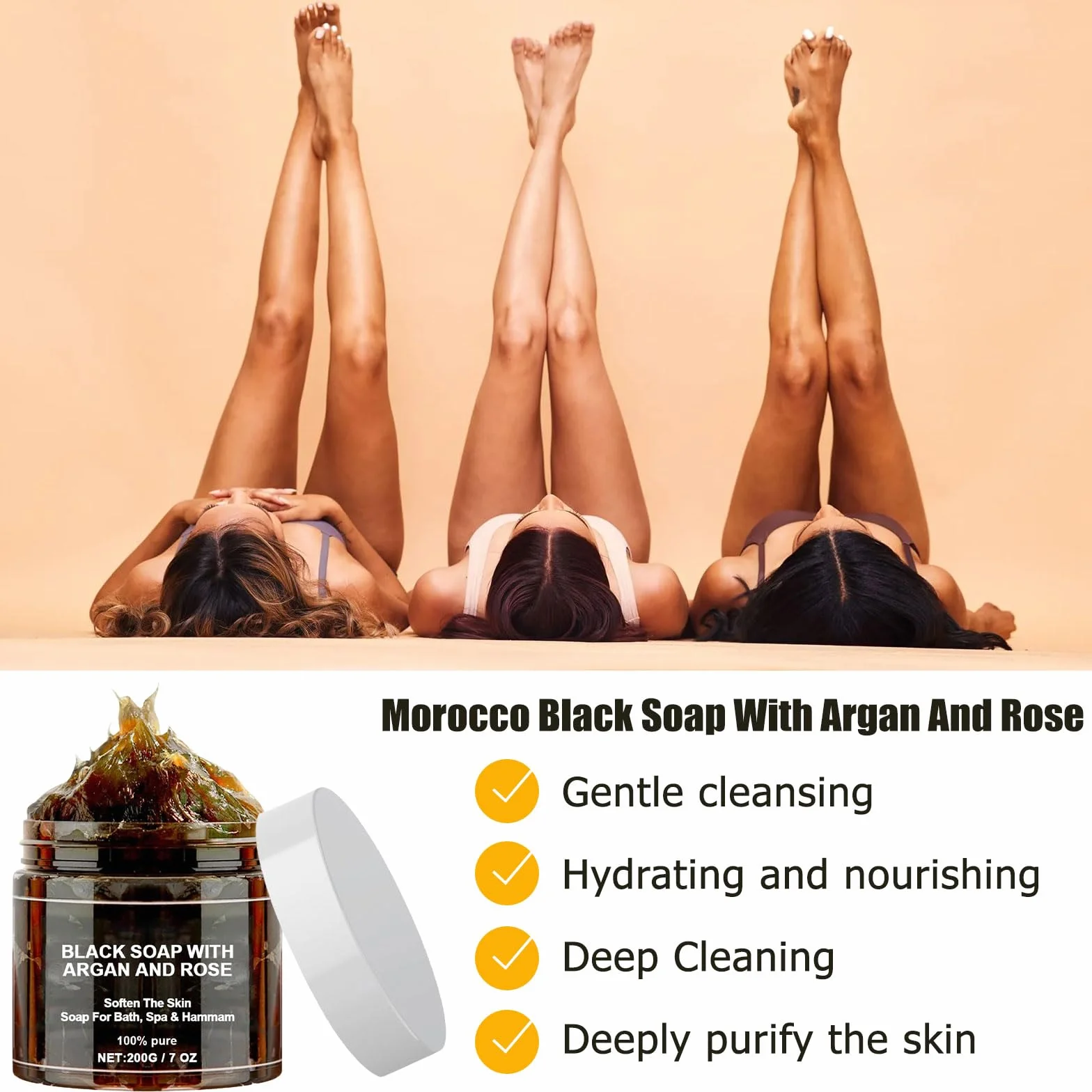 Savon Noir Marocain 200g - Gommage Corps Exfoliant