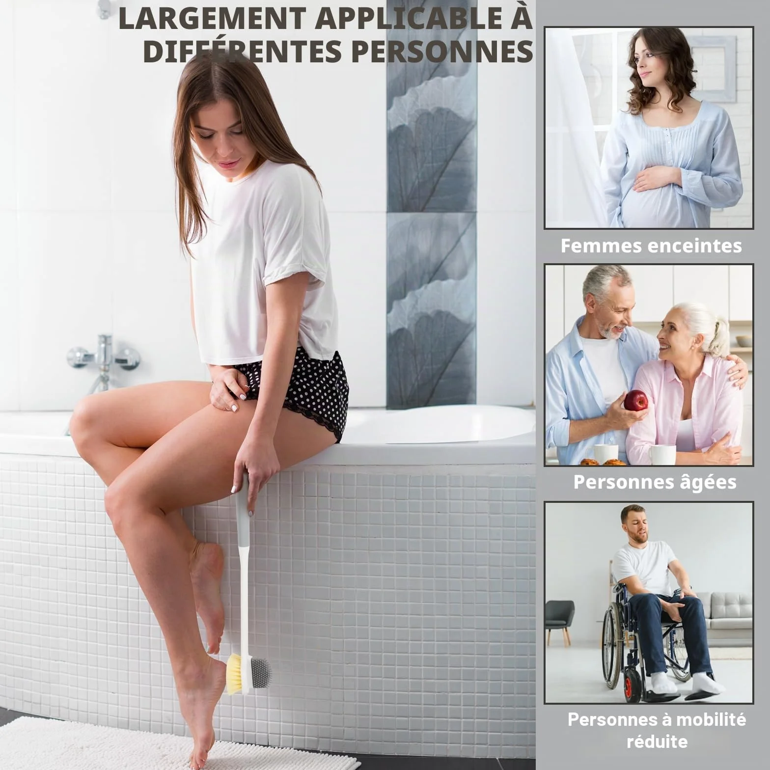 Brosse Pieds Douche avec Manche, Brosse de Lavage des Pieds
