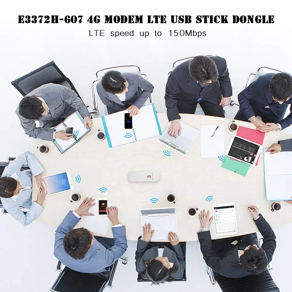 E3372H 607 4G LTE Modem USB, Bâton Internet Haute Vitesse jusqu'à 150 Mbps, avec Fente D'antenne Externe, pour Ordinateur Portable PC Vista 7 8