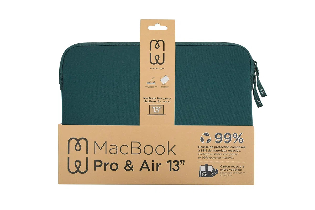 MW Housse Compatible Macbook Pro/Air 13 Basics ²Life Vert/Blanc