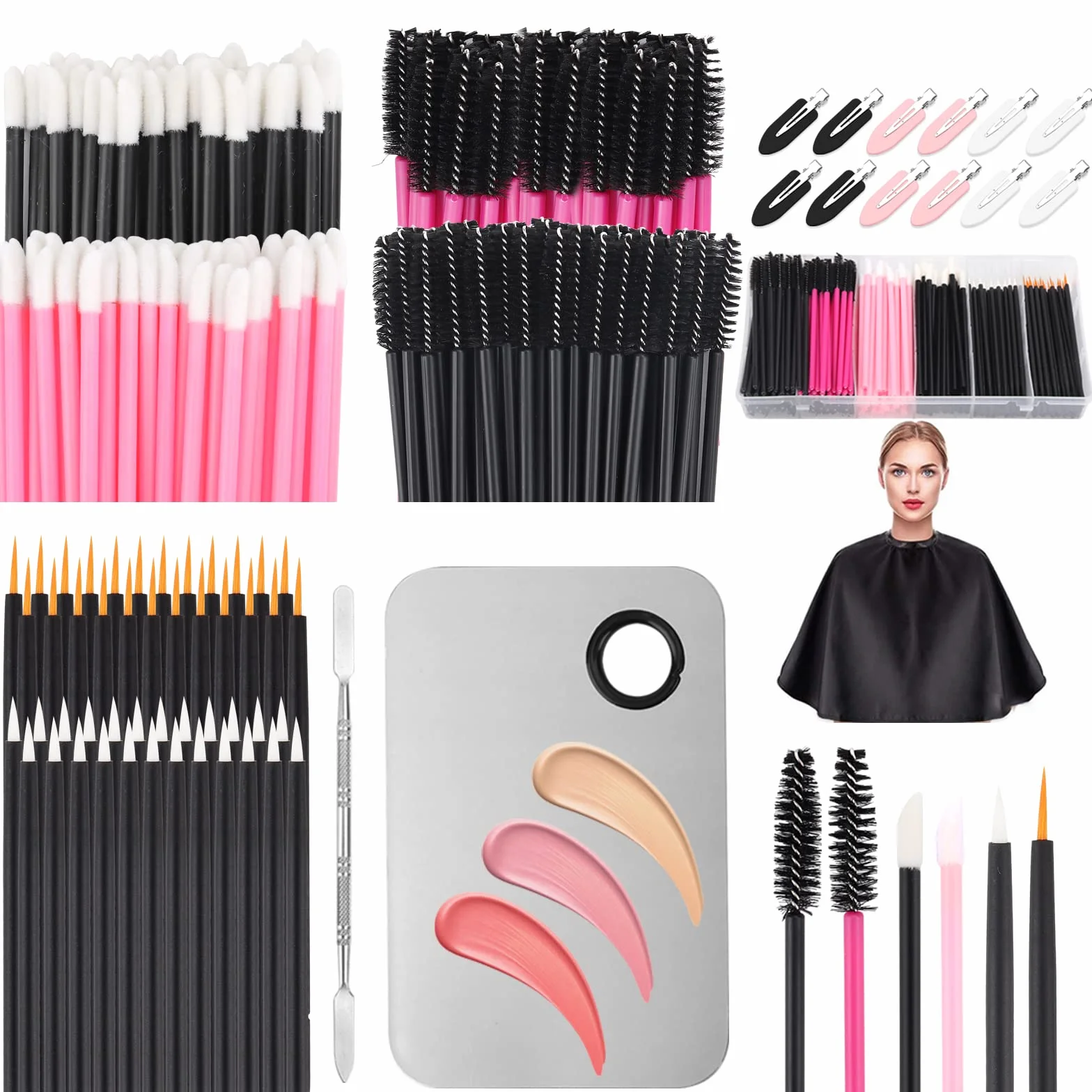 LIONVISON Applicateur de Maquillage Jetable, Palette de Mélange avec Spatule, 262 Pinceaux