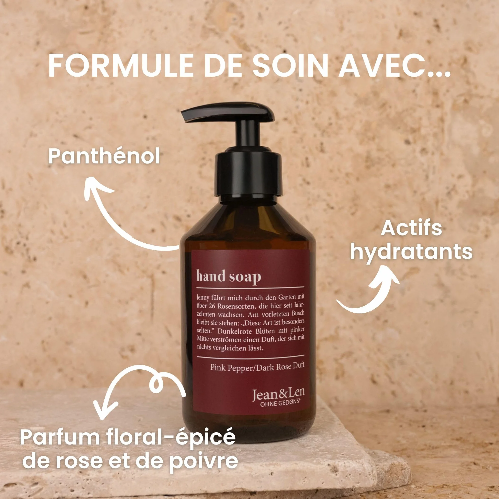 Jean & Len Savon Mains Pink Pepper Dark Rose 250 ml
