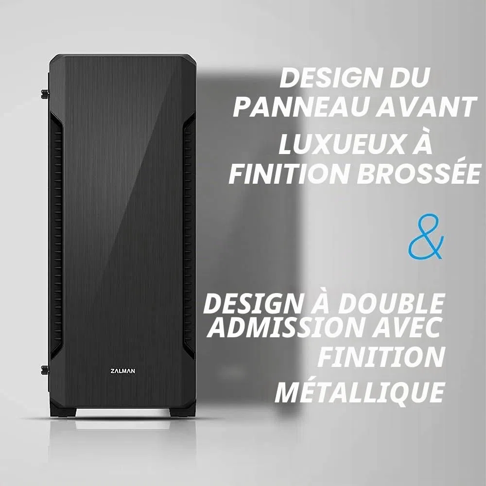 Zalman - S3 - Boîtier PC ATX Mid-Tower - Panneau latéral en Verre trempé - 3 Ventilateurs de boîtier 120 mm pré-installés, Noir