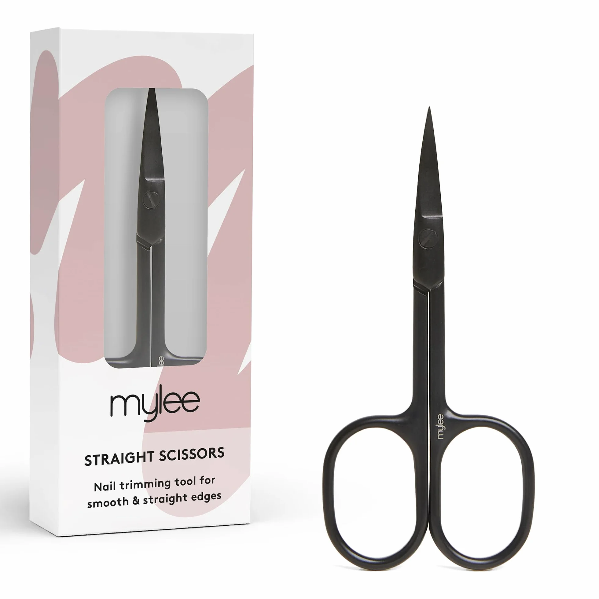 Mylee Ciseaux à ongles à bords droits en acier inoxydable noir mat