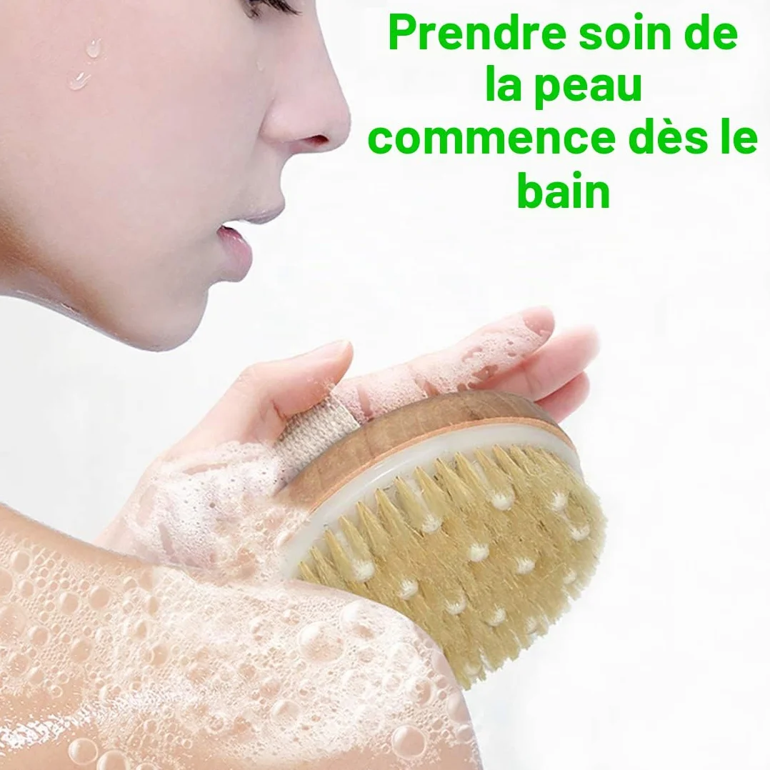 Brosse pour le corps en poils naturels, exfoliante et drainage lymphatique