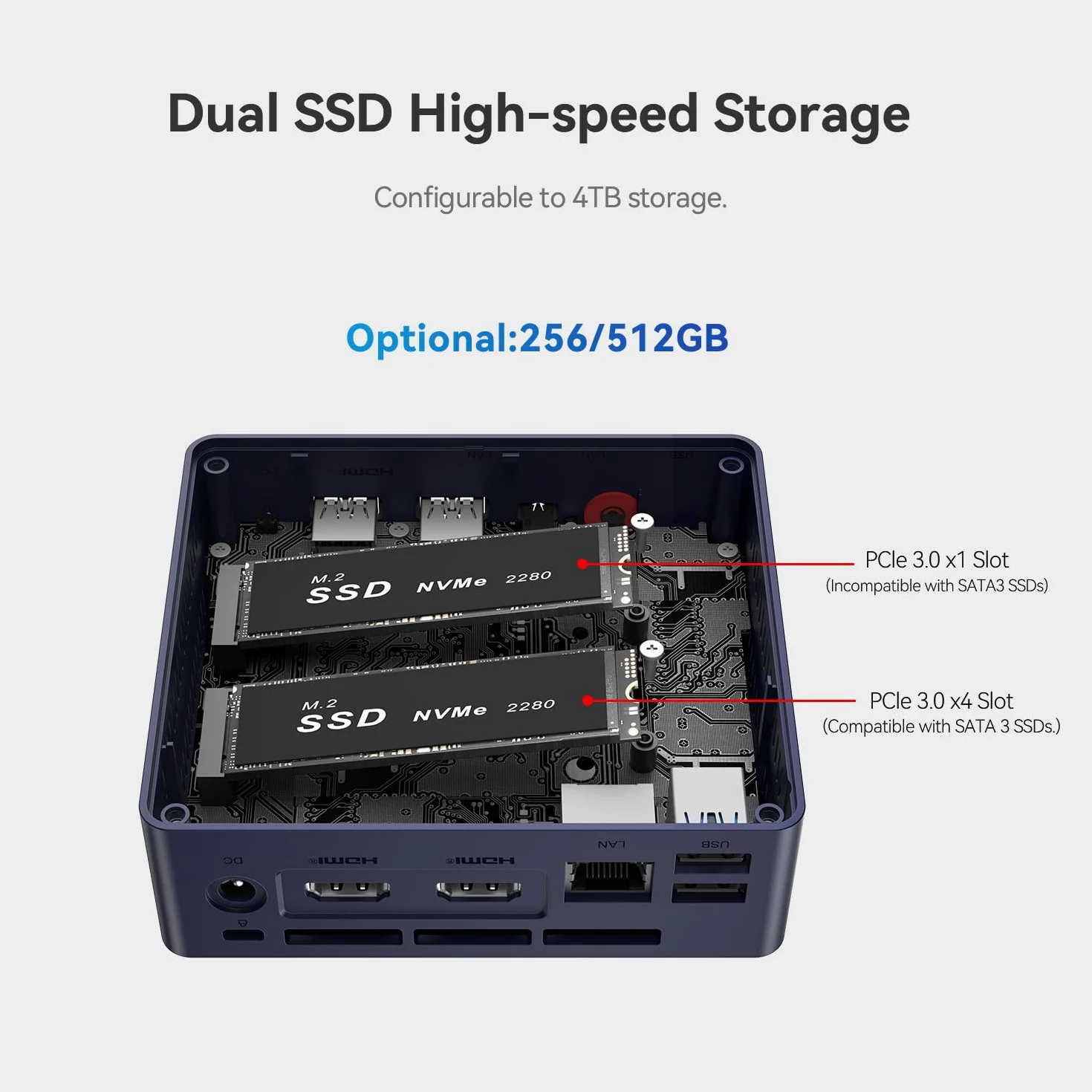 Beelink Mini S12 Mini PC, Intel Alder Lake-N N95 (4C/4T, jusqu'à 3,4 GHz) 16Go DDR4 RAM 500Go M.2 2280 SSD, Mini Ordinateur de Bureau 4K 60Hz Dual HDMI, WiFi5, Bluetooth 4.2, 2.5G LAN