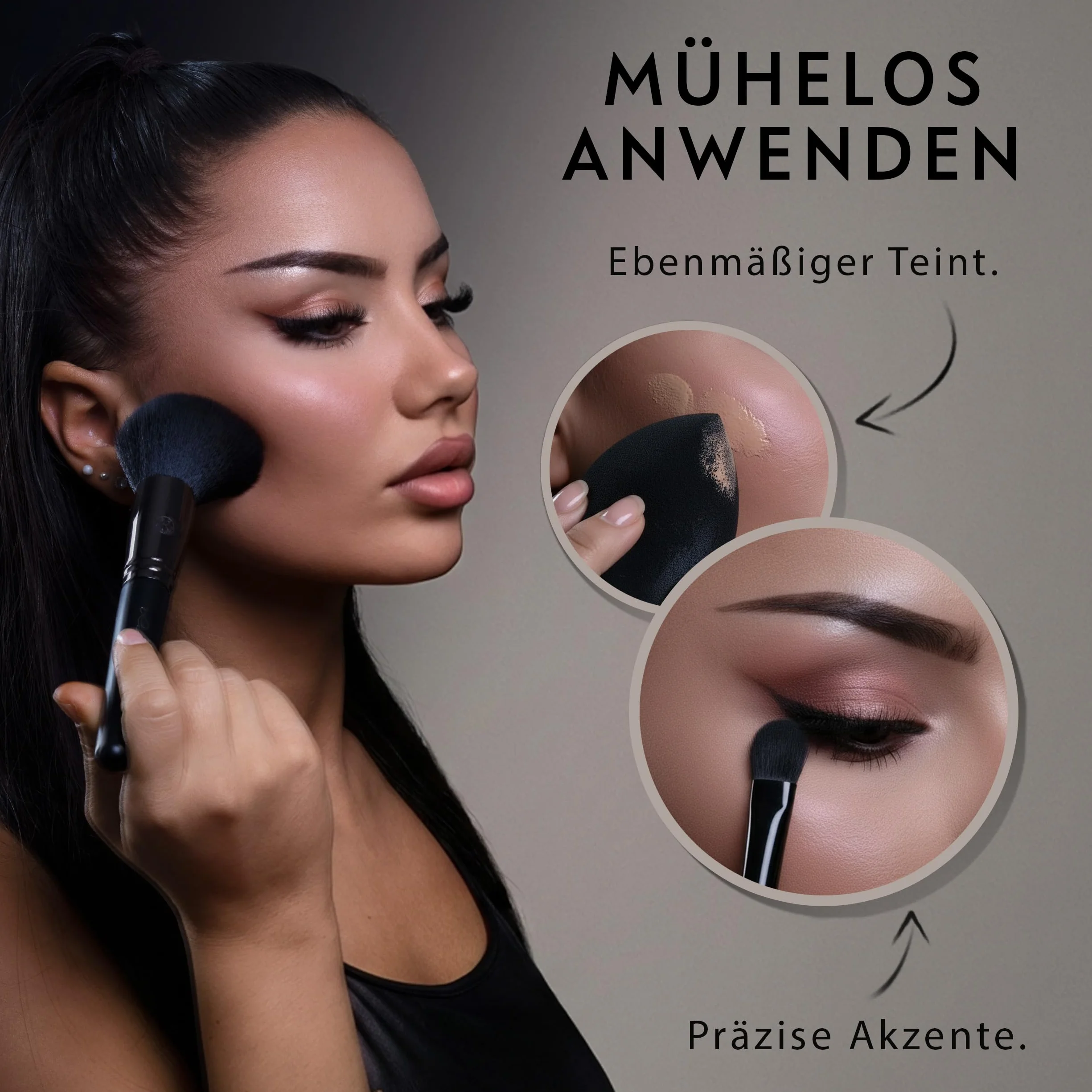 Set de pinceaux de maquillage Luvia Prime Vegan Pro - Noir, 12 pinceaux avec rangement, éponge Blender et tapis de nettoyage