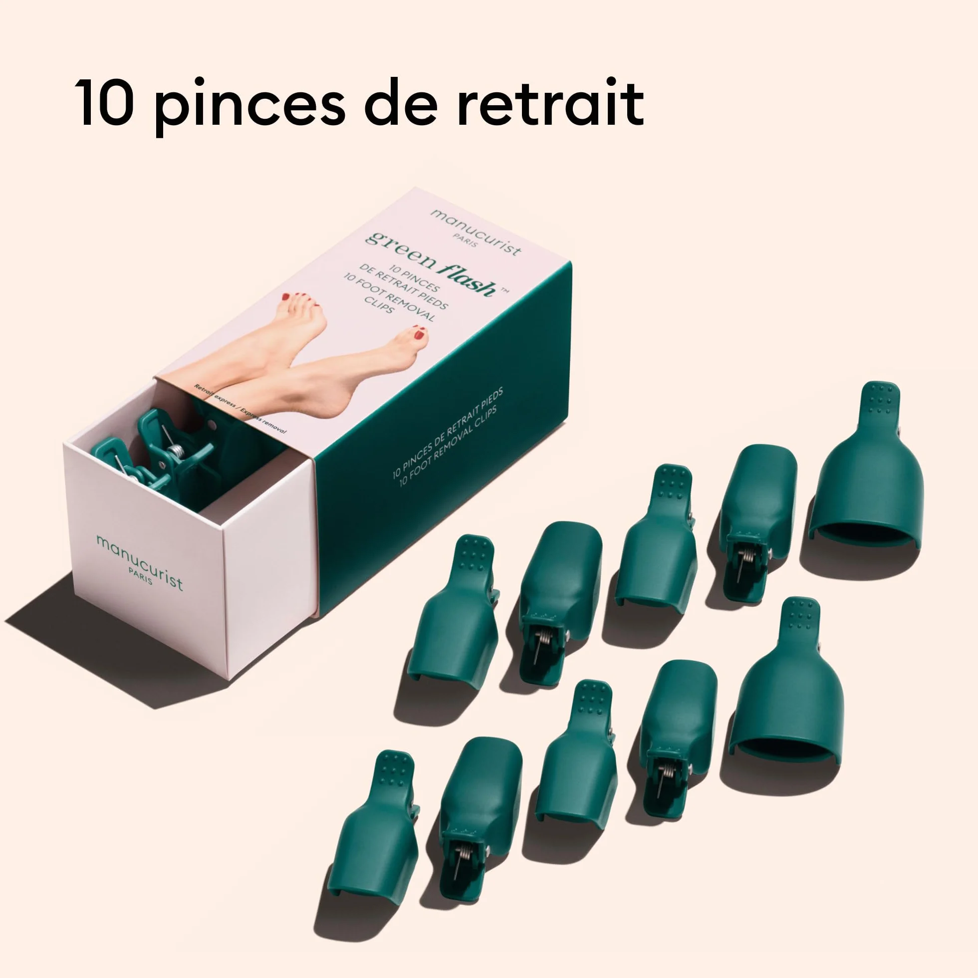 Manucurist 10 Pinces de Retrait Pieds Accessoire Retirer Vernis Semi Permanent Réutilisables