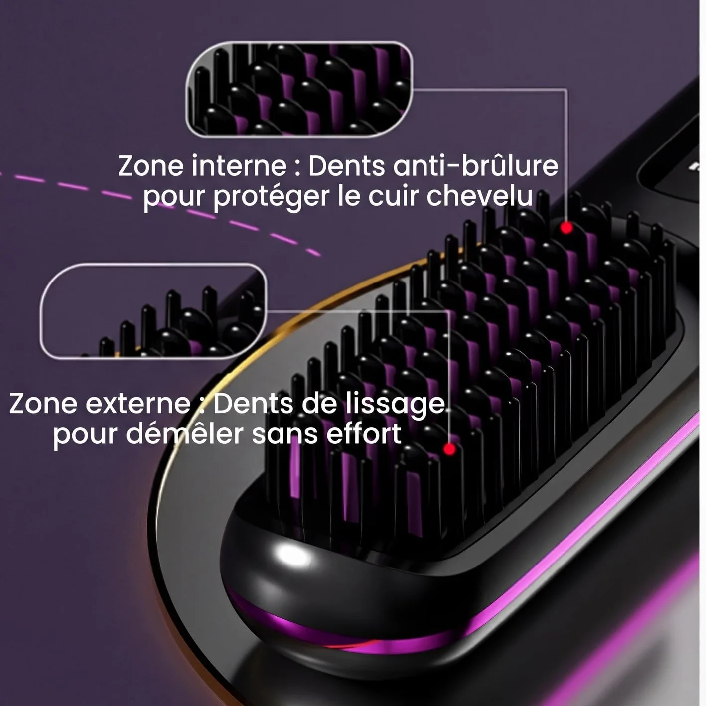 Brosse Cocoony pour Cheveux Courts, Volume Coiffe en 2 Minutes, 3 Réglages Température, Chauffage Rapide (Rose)