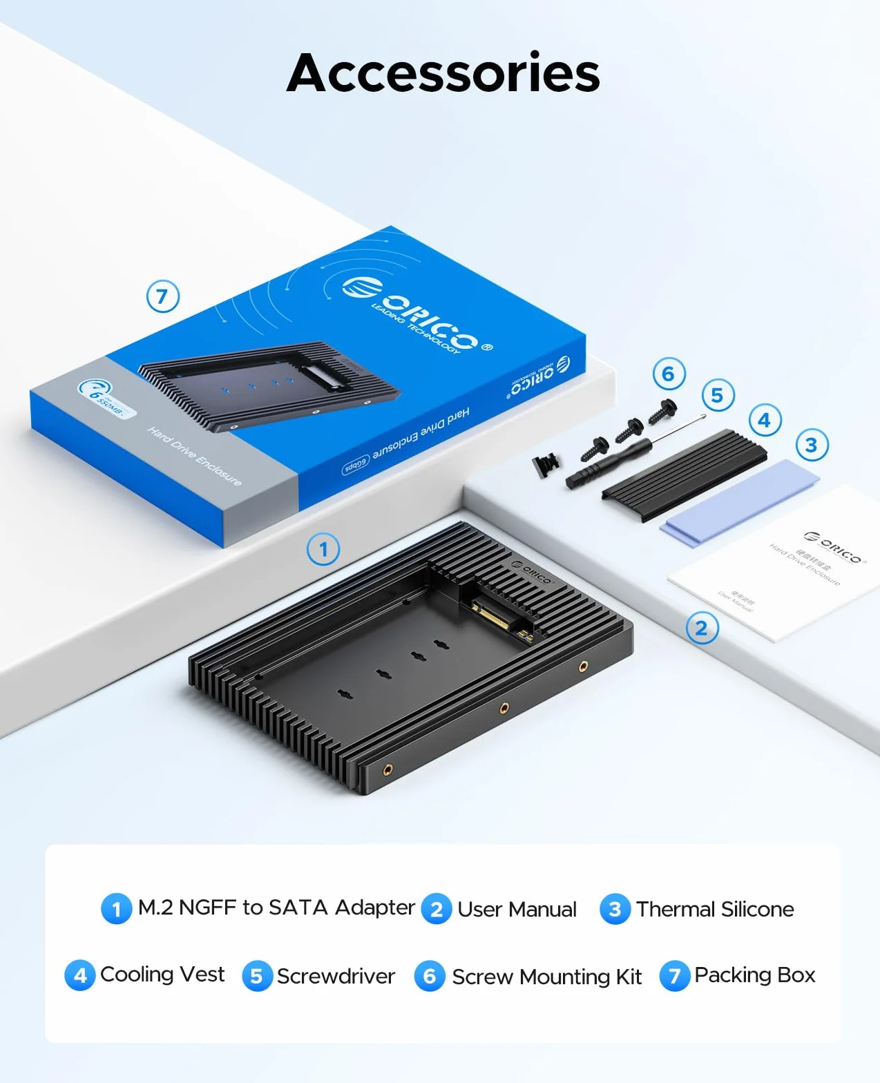 ORICO Adaptateur de Disque Dur M.2 NGFF vers 3,5 Pouces SATA, Cadre de Montage pour M.2 SATA SSD B+M Key 2230/2242/2260/2280