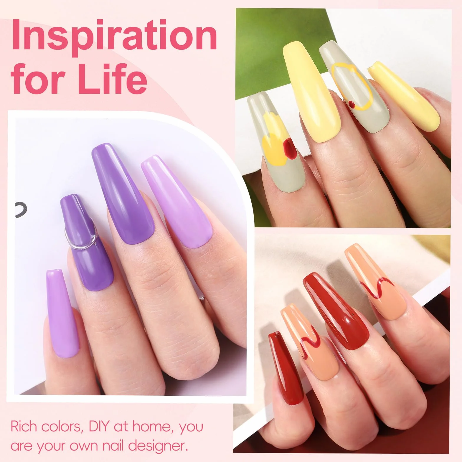 PEACECOLOR Kit Ongle Gel UV Complet 20+5PCS Vernis à Ongles Gel avec Lampe UV Top Coat Base Coat Nail Art Coffret Débutants