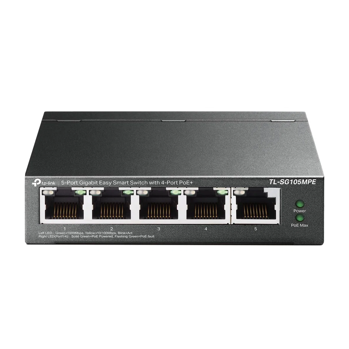 TP-Link TL-SG105MPE | Commutateur PoE Gigabit 5 Ports | Géré Facilement Intelligent | 4 Ports PoE+ @120 W, avec 1 Port Gigabit de Liaison Montante | QoS, Vlan, IGMP et LAG | sans Ventilateur |
