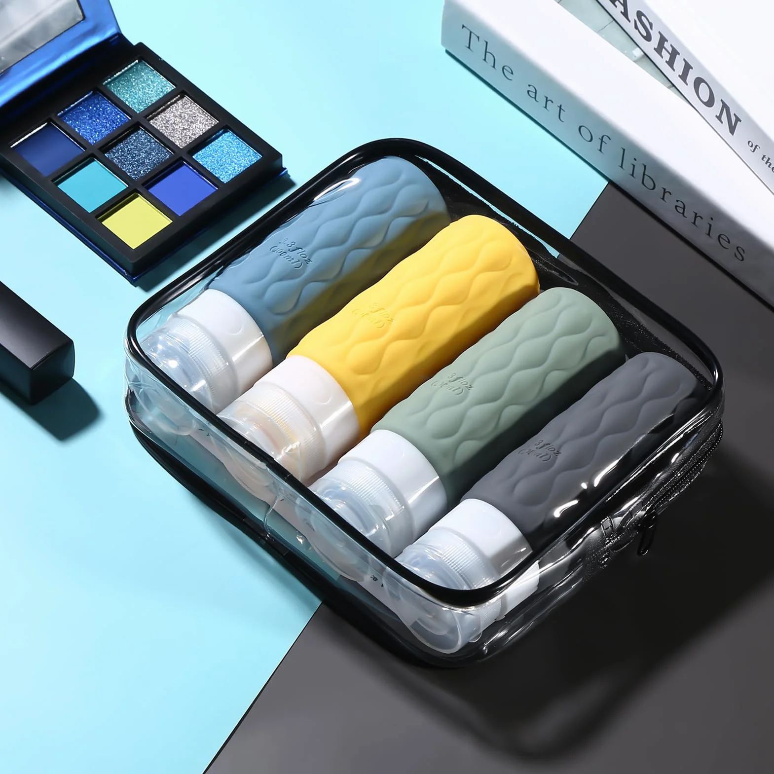 Flacon voyage silicone 100ml kit toilette réutilisable sans BPA approuvé TSA