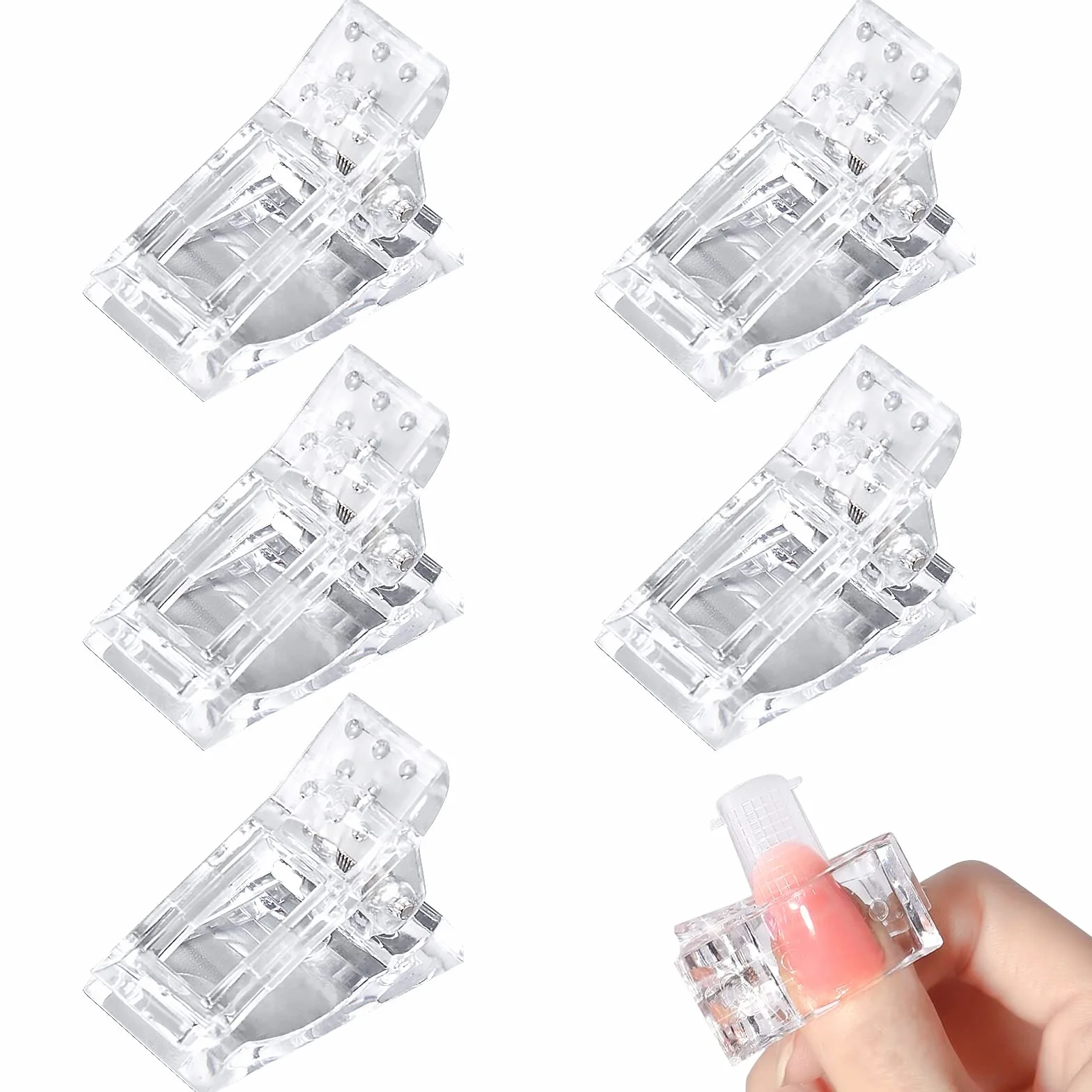 Pince à Ongles Polygel 5 Pcs Extension Transparente Outil Nail Art Gel UV Rapide