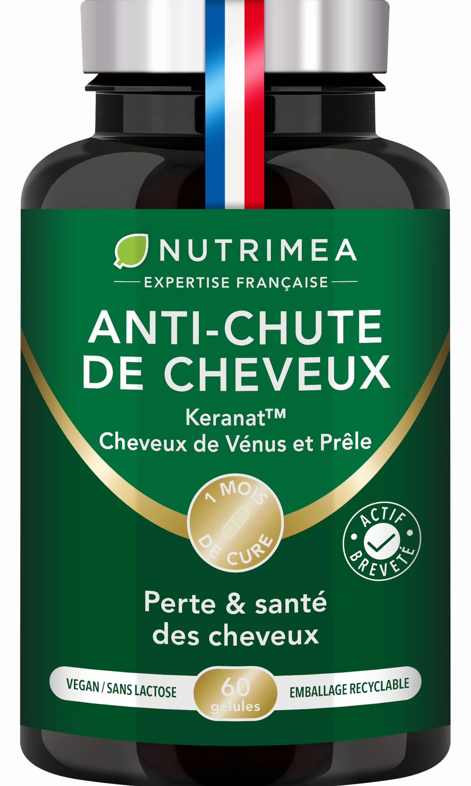 Nutrimea ANTI CHUTE DE CHEVEUX Pousse Fortification Cheveux Kéranat™ 60 Gélules Fabrication Française