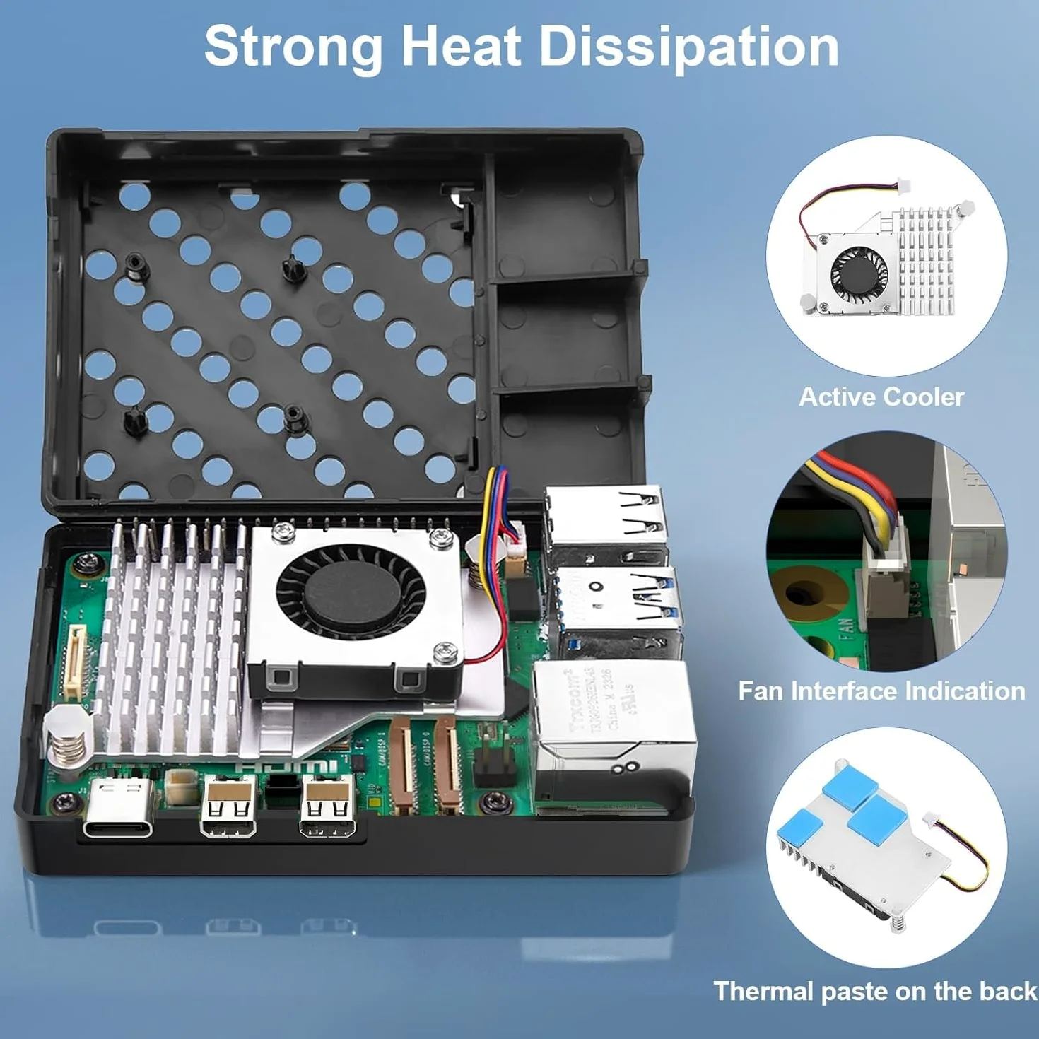 RasTech Raspberry Pi 5 Kit de 8 Go de RAM avec boîtier Pi 5, refroidisseur actif, tournevis et Raspberry Pi 5 carte de 8 Go incluse