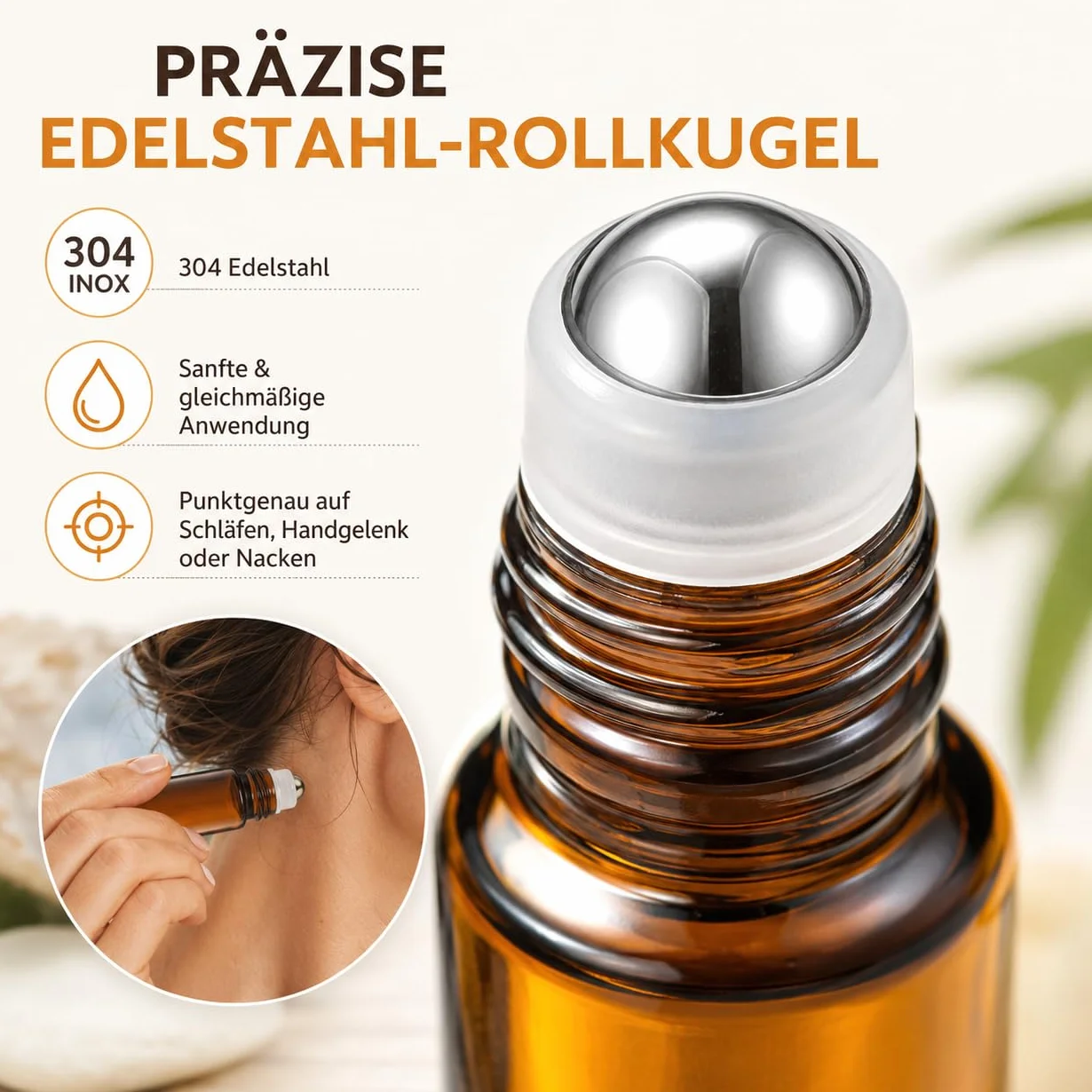 CYEER Lot de 50 Flacons Roll-on en Verre Ambré 2ml - Mini Bouteilles à Huiles Essentielles avec Billes en Acier Inoxydable