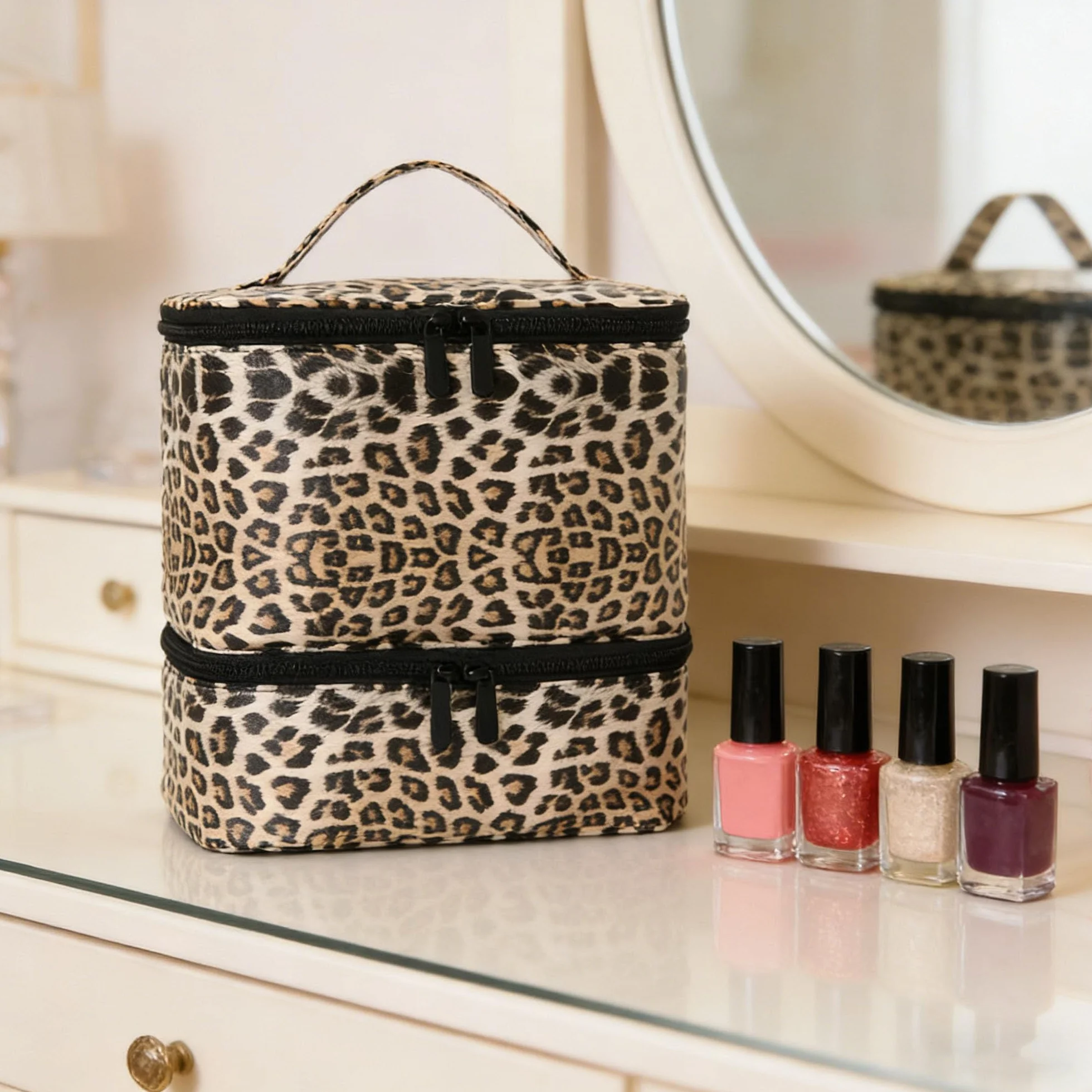 Boîte de rangement vernis à ongles double couche 30 flacons lampe ongles Noir