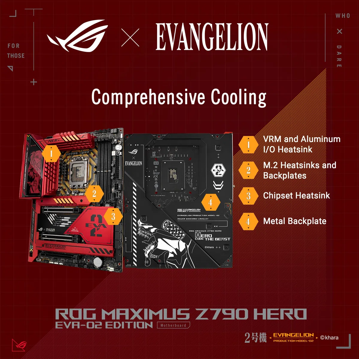 ASUS ROG MAXIMUS Z790 HERO EVA-02 EDITION – Carte mère gaming Intel Z790 LGA 1700 ATX (DDR5, 20+1 DrMOS, 5 x M.2, 16 x PCIe 5.0, Wi-Fi 6E, 2 x Thunderbolt 4, USB Type-C Quick Charge 4+, Aura Sync RGB)