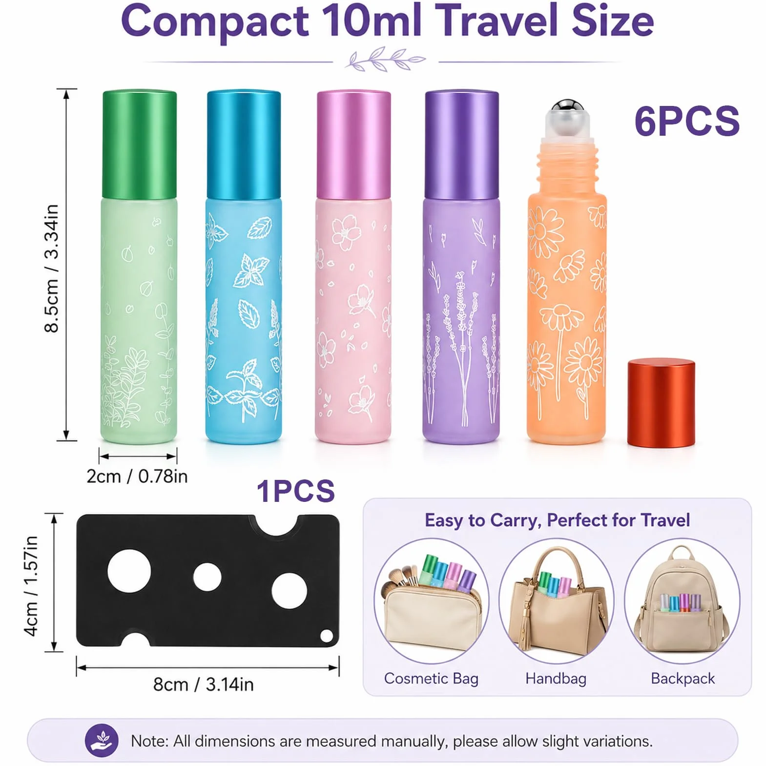 Flacon Roll On Vide 10ml Verre 6 Pièces avec Ouvre-Bouteille pour Huiles Essentielles Parfums