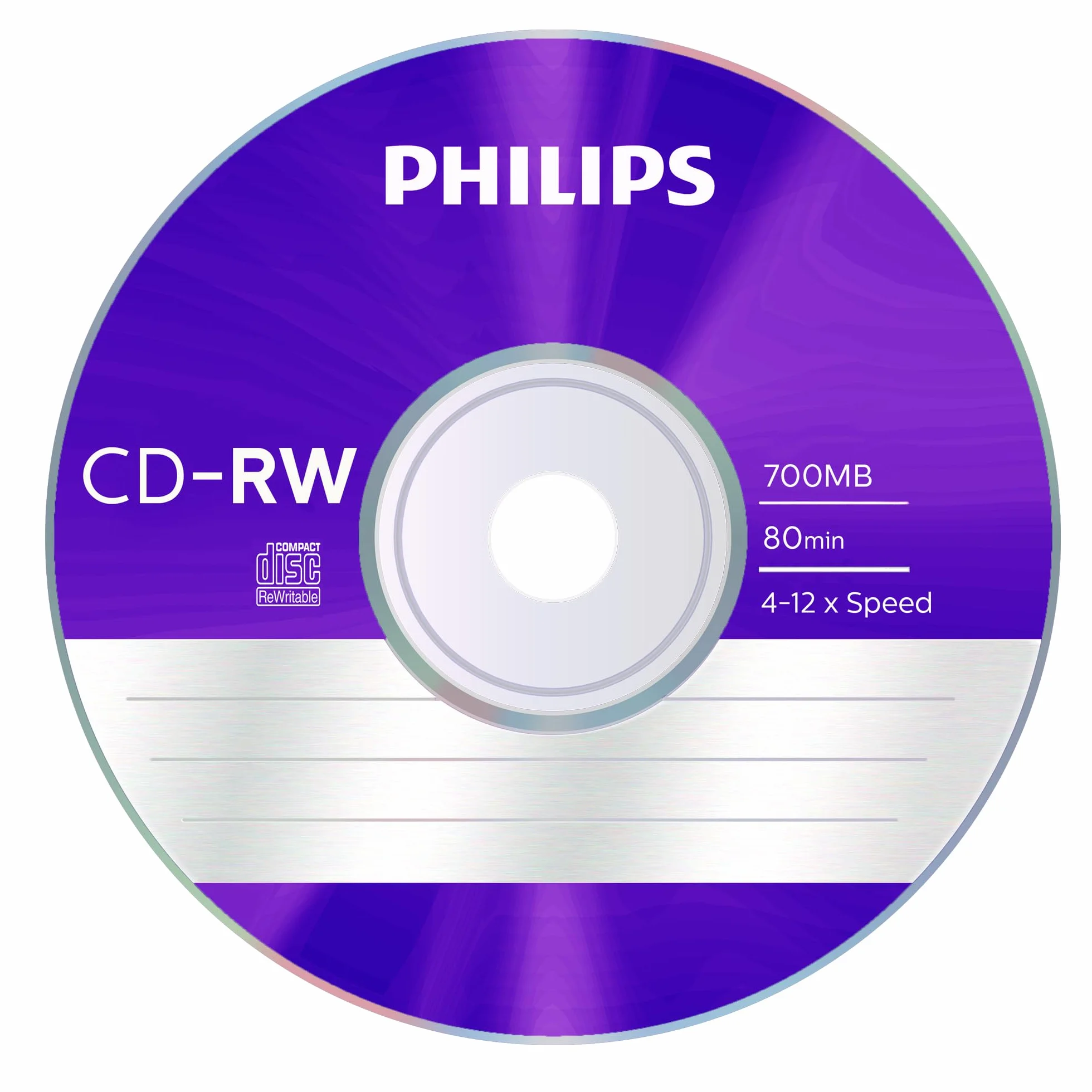 Philips CD-RW 700MB 80min 4-12x Speed 5 pièces Colored Slim Case