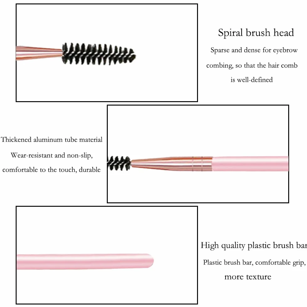 Brosse à Sourcils 3 Pièces, Goupillon Cils et Pinceau Applicateur Mascara