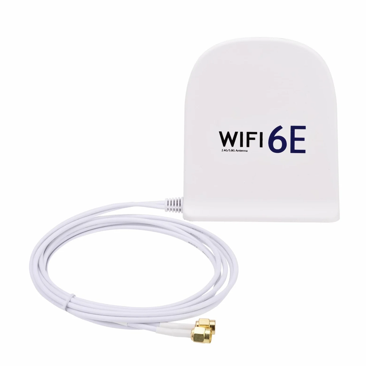 Bingfu Antenne WiFi 6E tri-bande 2,4 GHz 5 GHz 6 GHz MIMO RP-SMA mâle Base magnétique 8 dBi Antenne blanche avec câble de 2 m pour routeur WiFi, carte réseau sans fil, PC, carte mère PCI PCIe, caméra